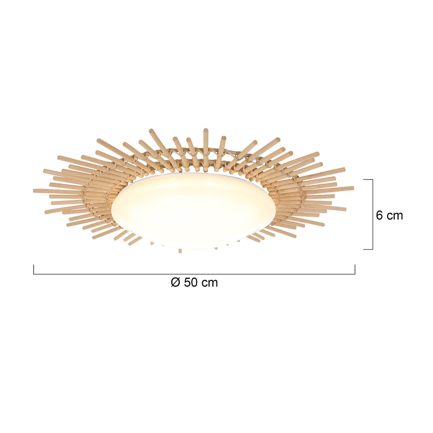 LED Deckenleuchte Holz Kunststoff in Natur Weiß Ø50 cm