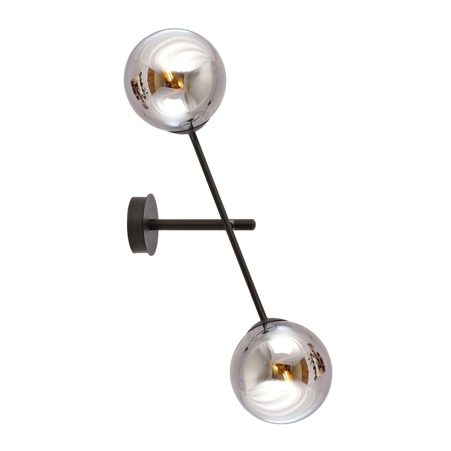 Wandlampe Rauchglas Metall H: 57 cm drehbar E14 2-flammig