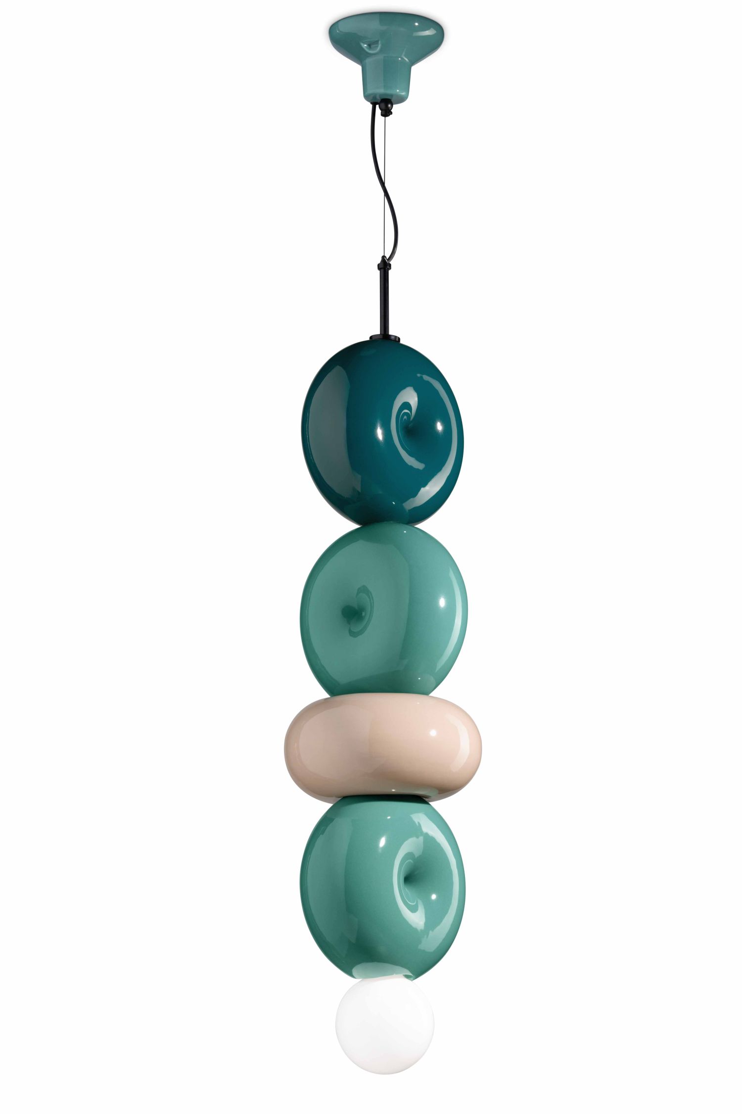 Lampe à suspendre Céramique Turquoise Pétrole Gris sable E27 Rétro