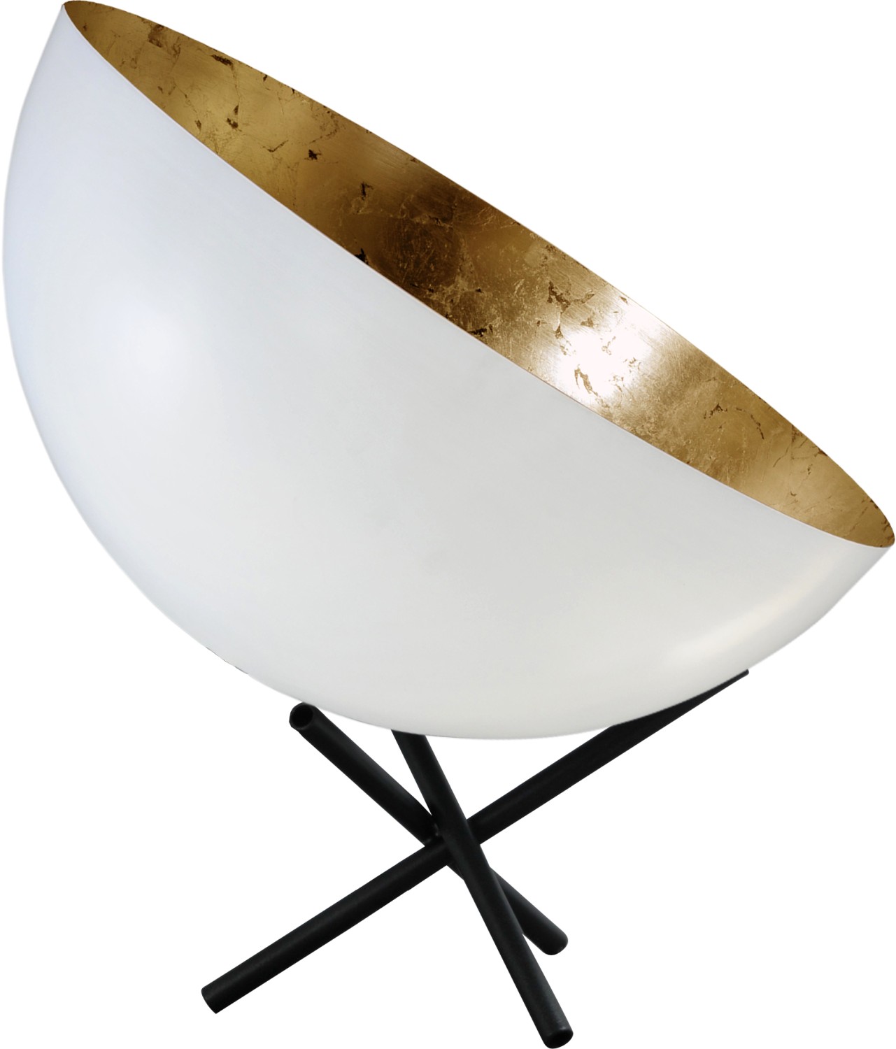 Tischlampe Weiß Gold Ø40cm H:44cm Dreibein LARINO