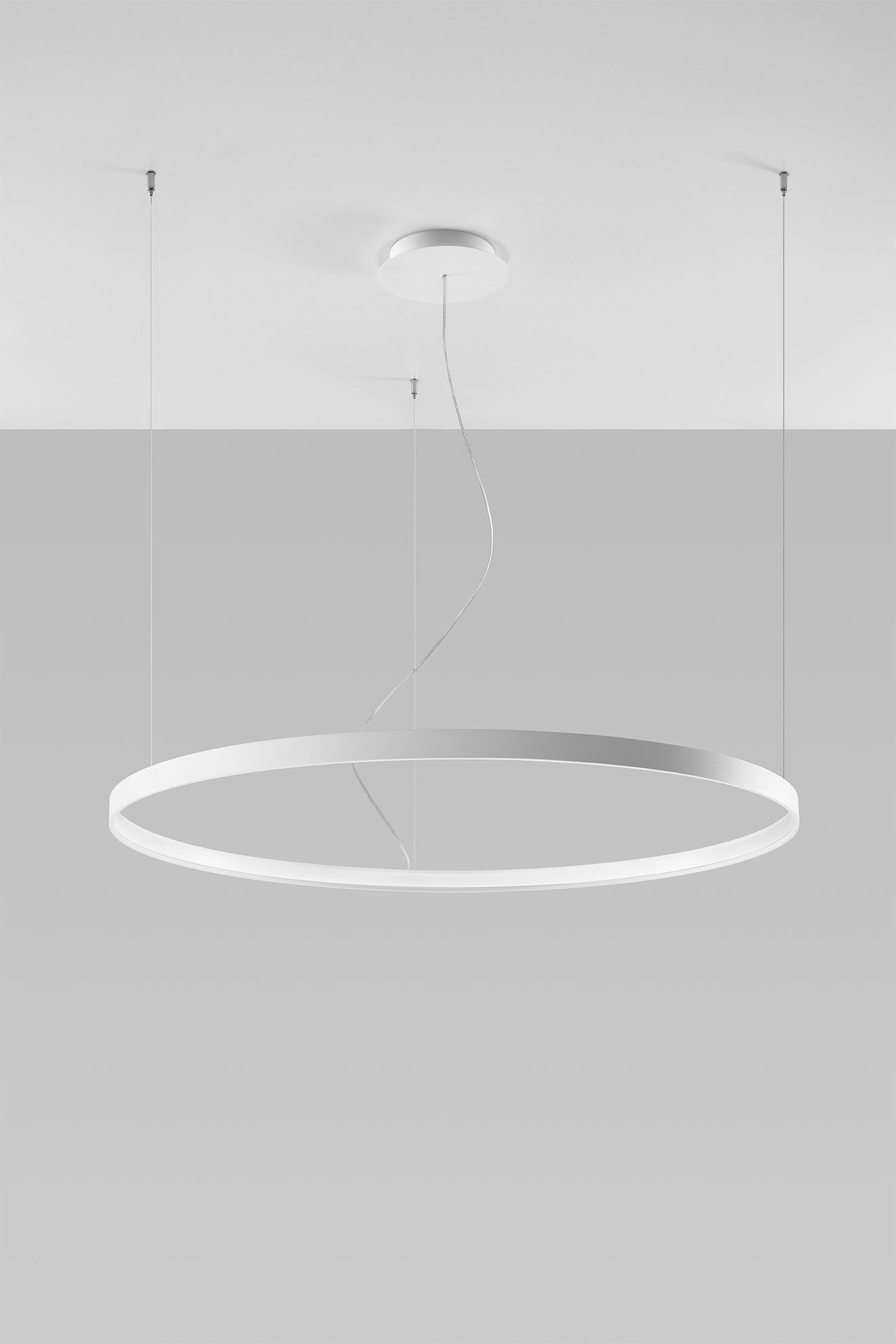 Suspension LED ronde Ø 110 cm Blanc Métal Anneau