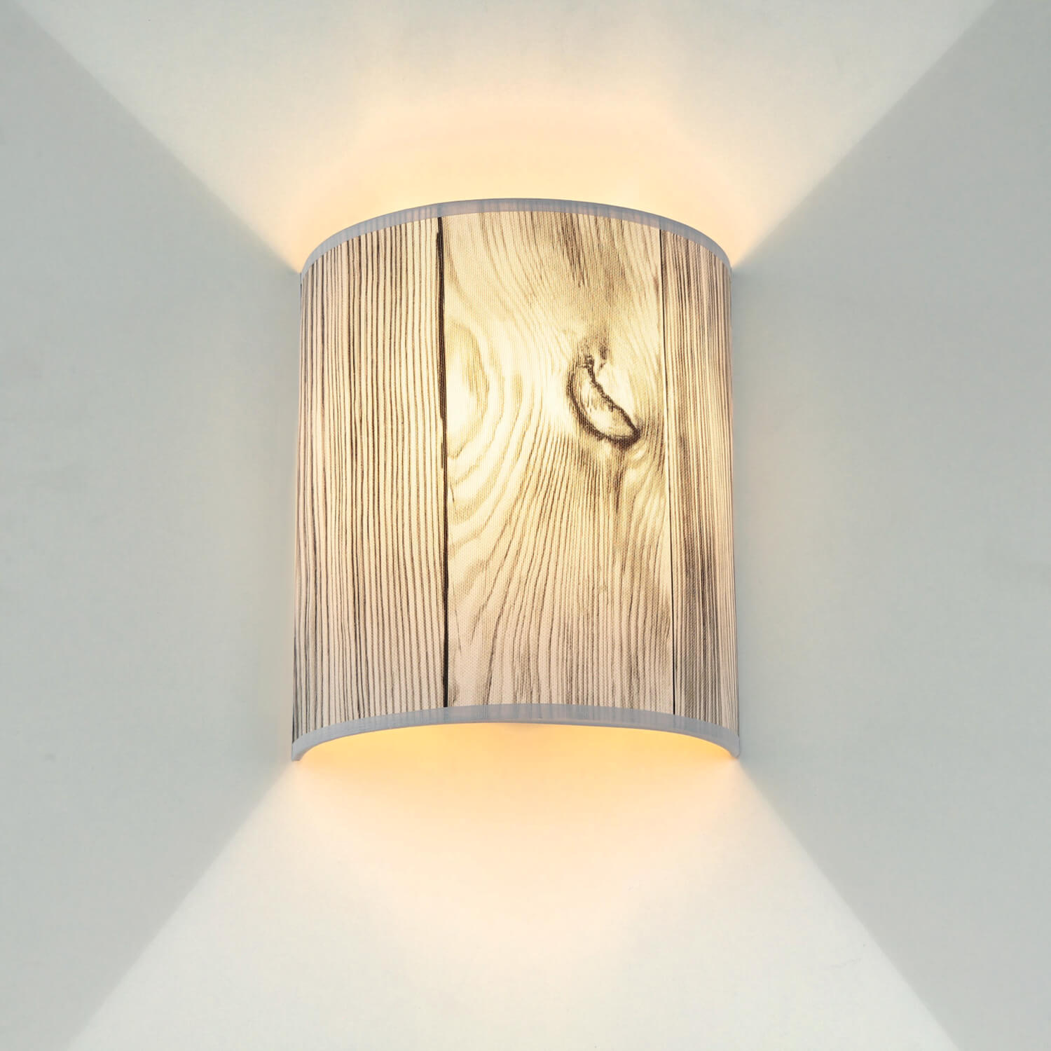 Stoff Wandlampe ALICE Holz Optik Loft Design E27