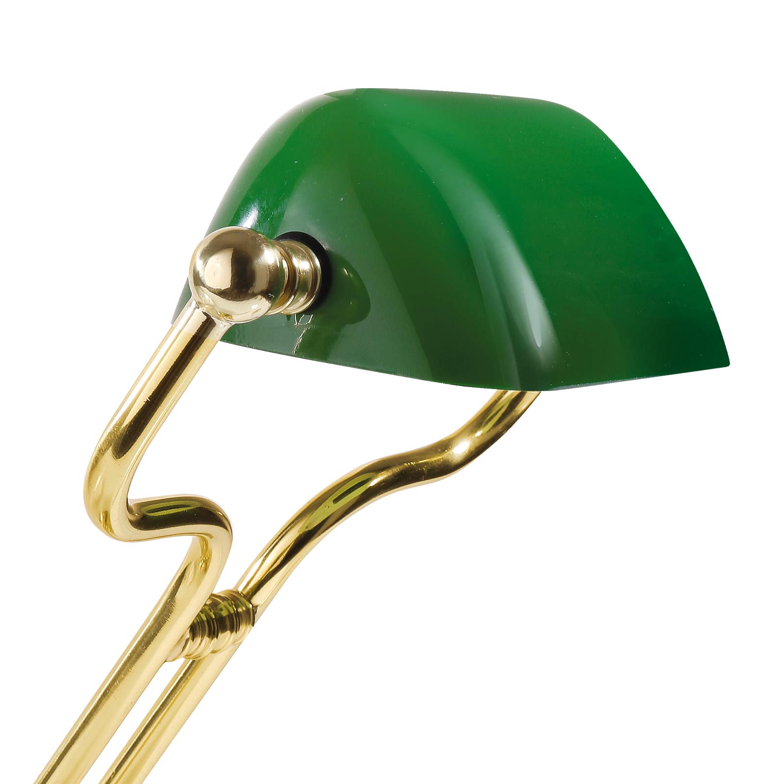 Lampe de banquier Vert H : 35 cm réglable Laiton véritable Verre E14