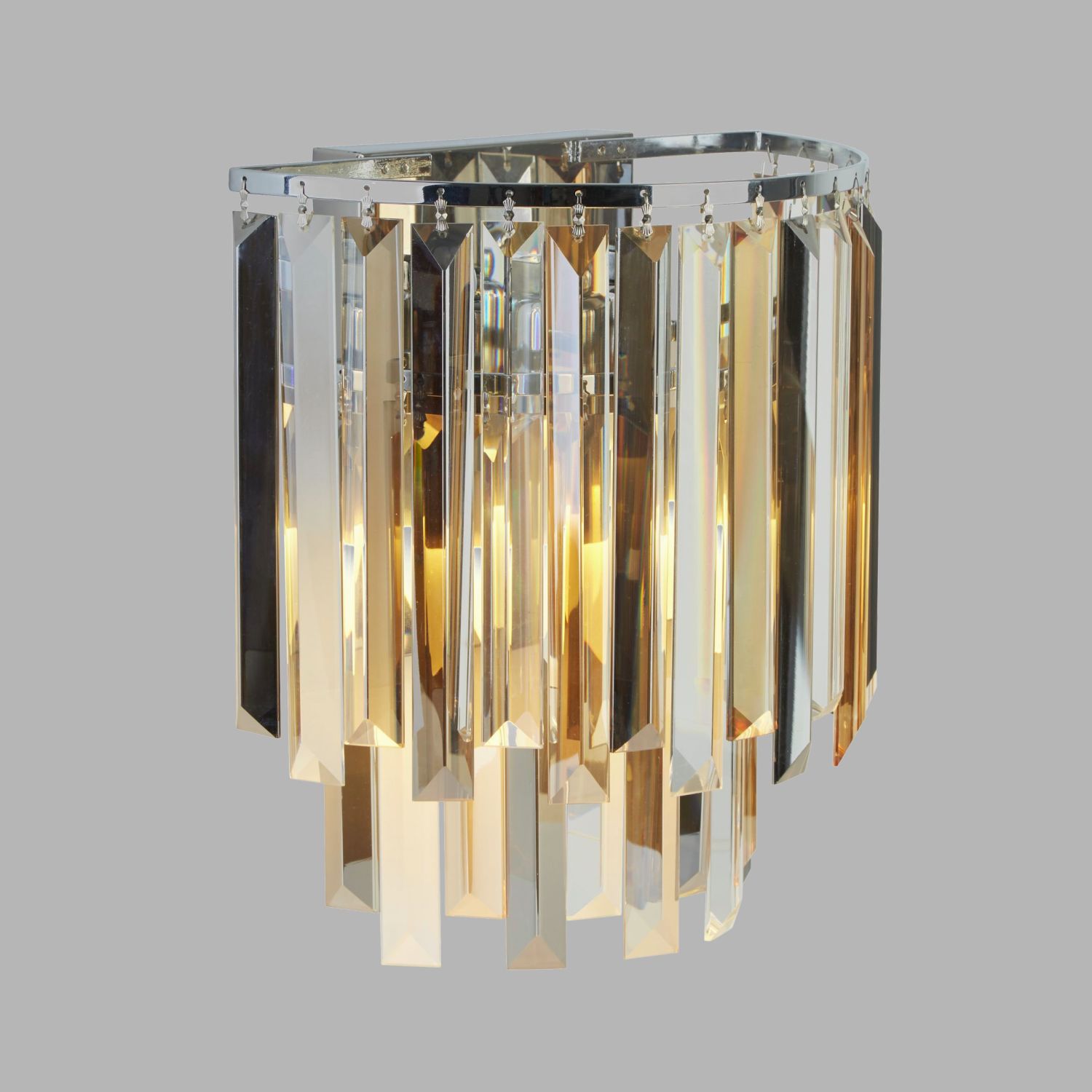 Wandlampe Kristall B: 29 cm Rauchglas Art Déco 2x E14