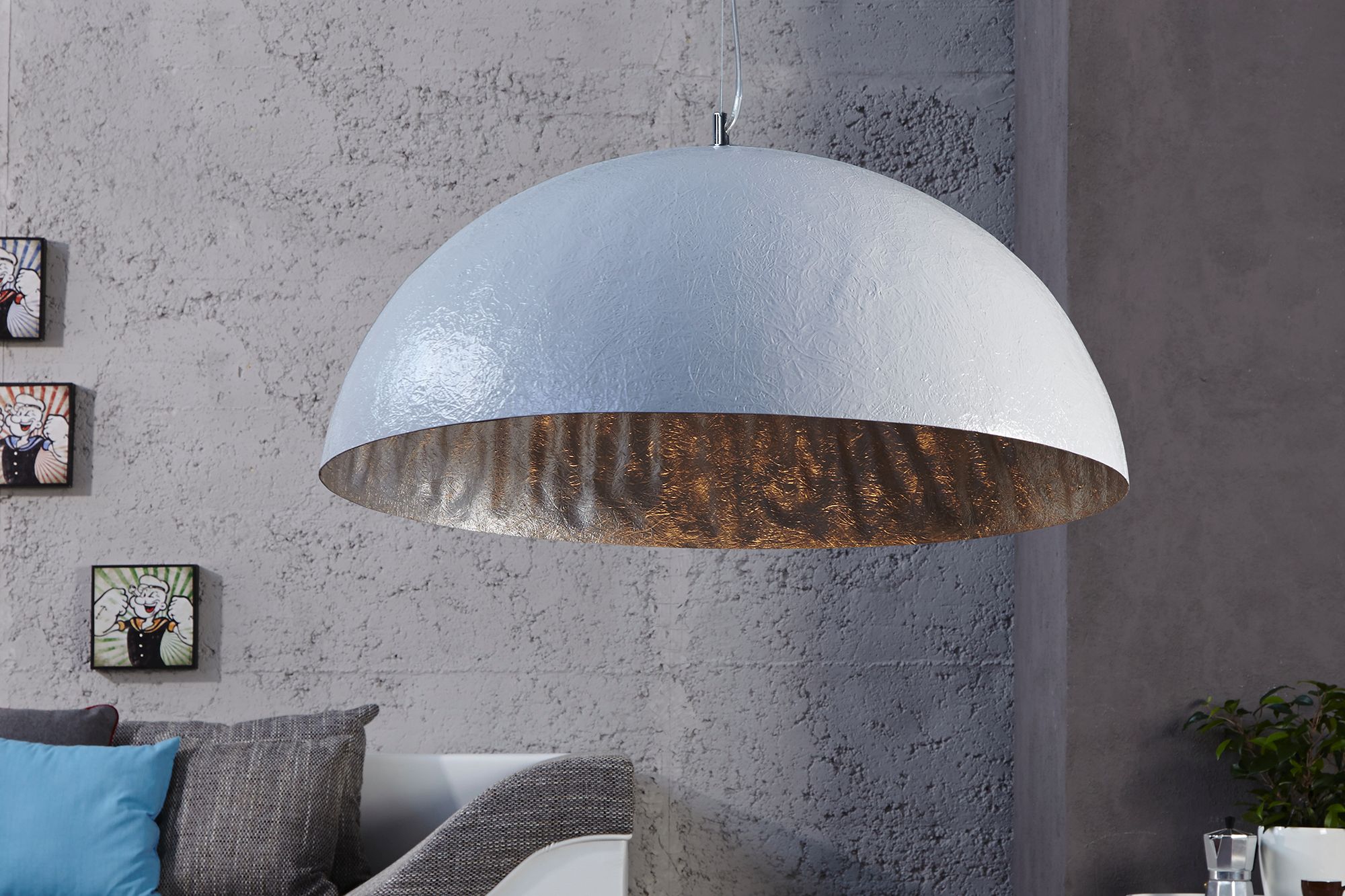 Wohnraumlampe rund Silber Modern Design Ø50cm