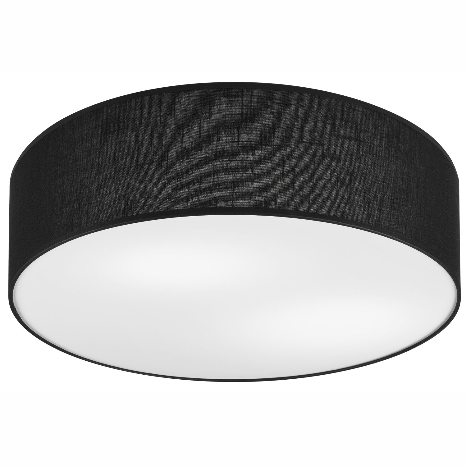 Plafonnier noir Ø 45 cm rond plat faible éblouissement 2x E27 Tissu