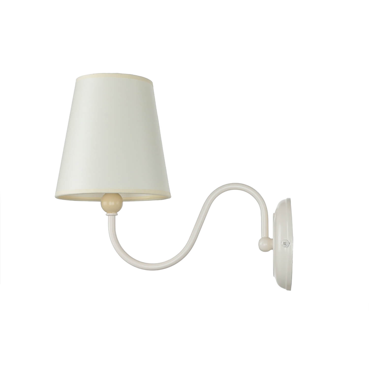 Applique Métal Blanc Tissu Lampe Rustique