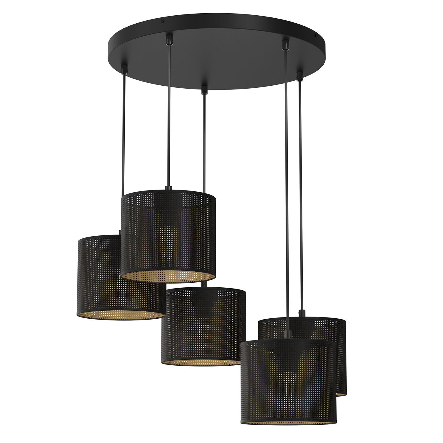 Suspension en noir or Ø58 cm E27 Loft 5 flammes