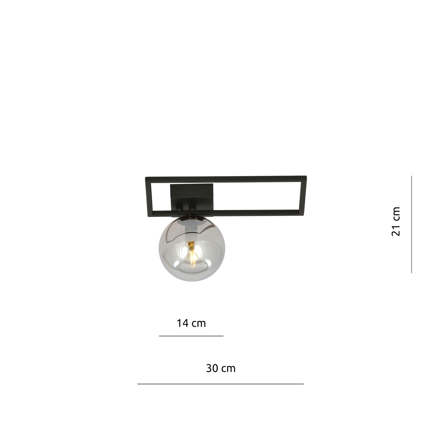 Deckenleuchte Schwarz Grau E14 L: 30 cm Kugelschirm klein