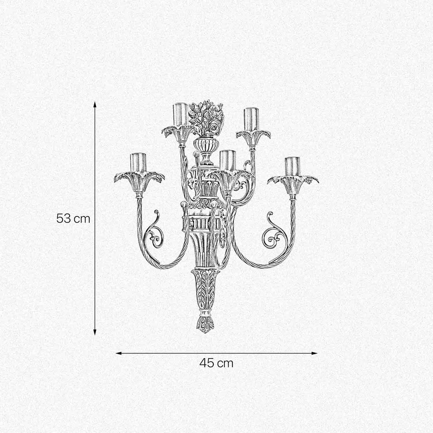 Filigrane Wandlampe Messing B: 45 cm 4x E14 in Bronze