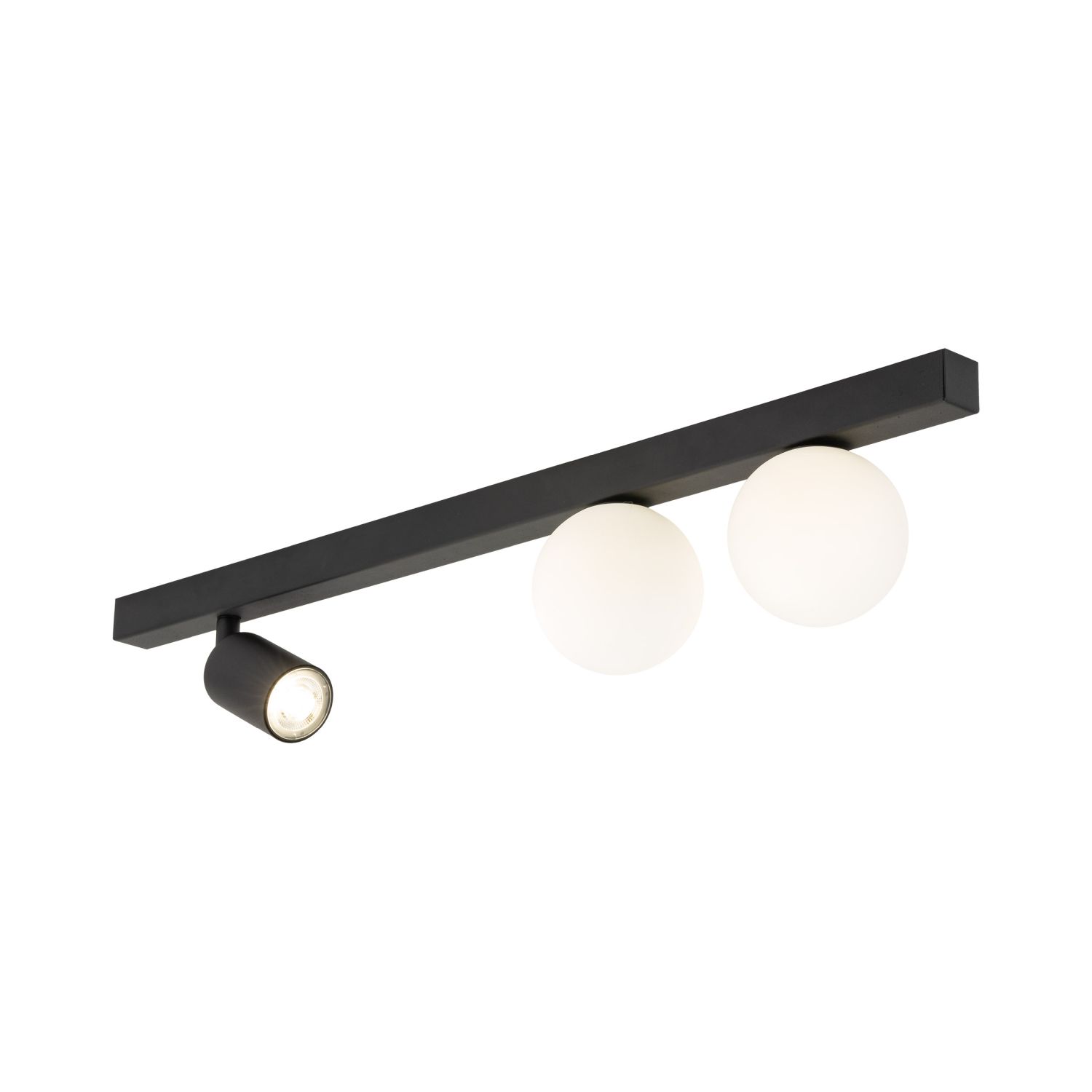 Spot de plafond métal verre 70 cm long GU10 + 2x G9