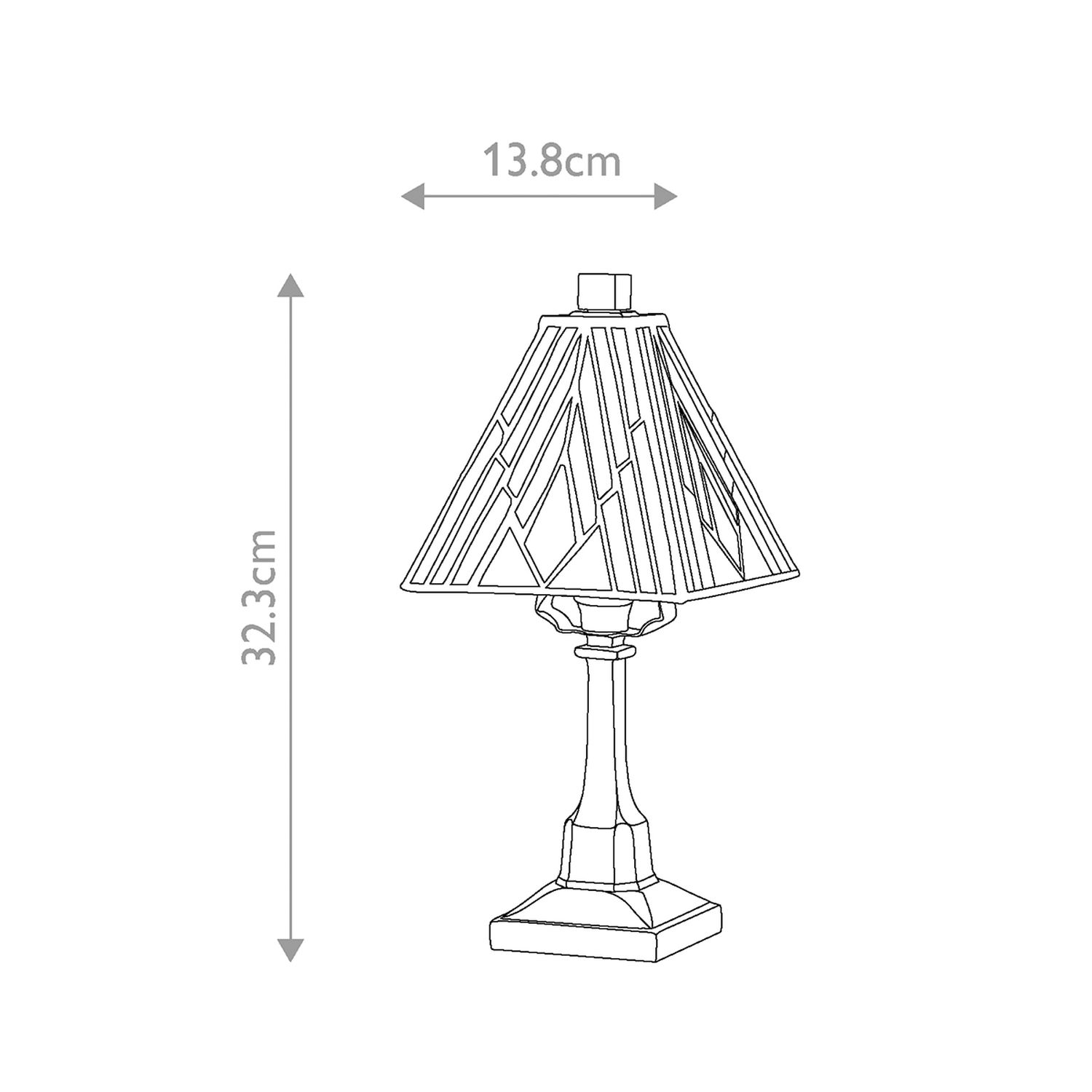 Lampe de table style Tiffany E27 verre coloré métal petit H : 32 cm