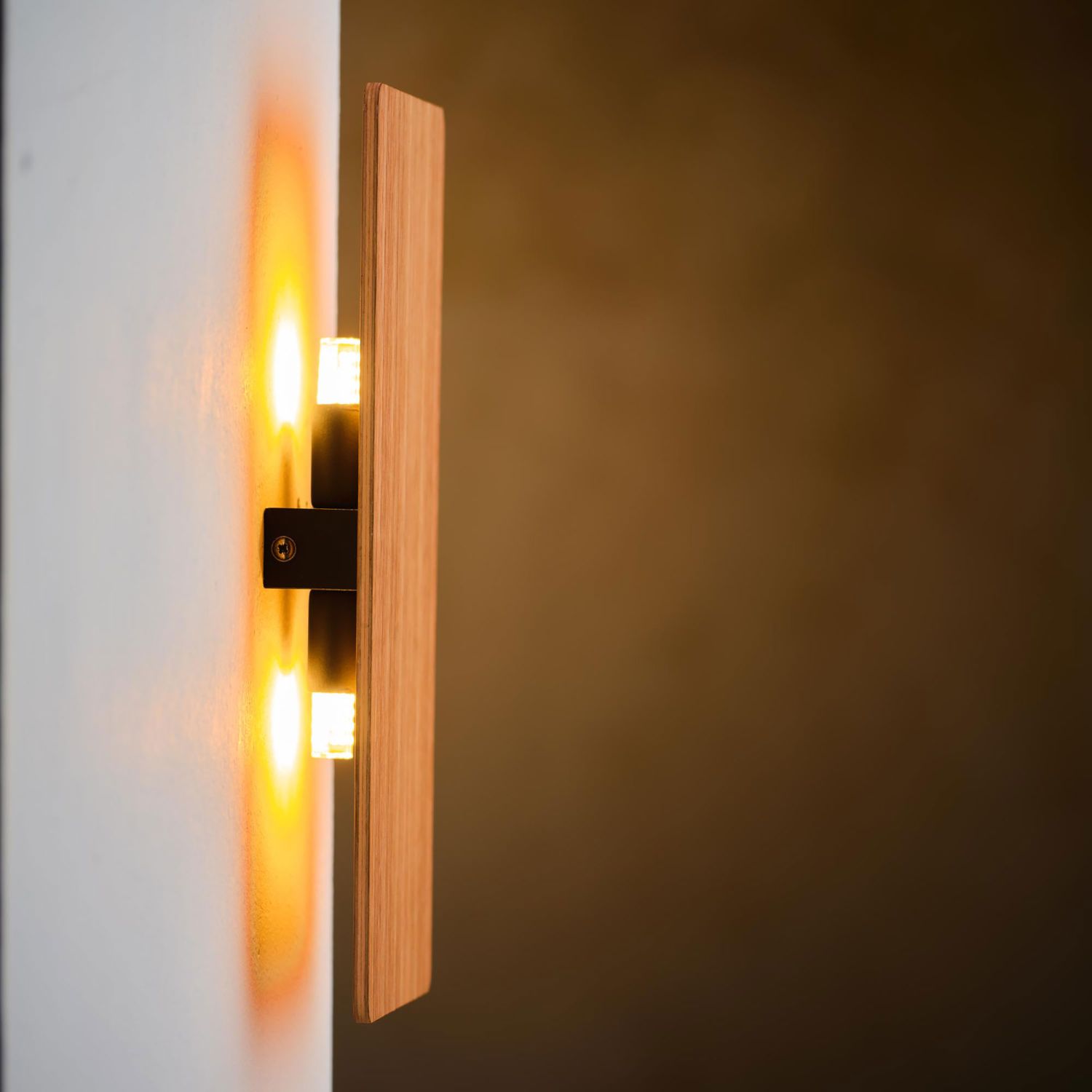 Wandlampe Holz eckig 35 cm flach Modern indirektes Licht