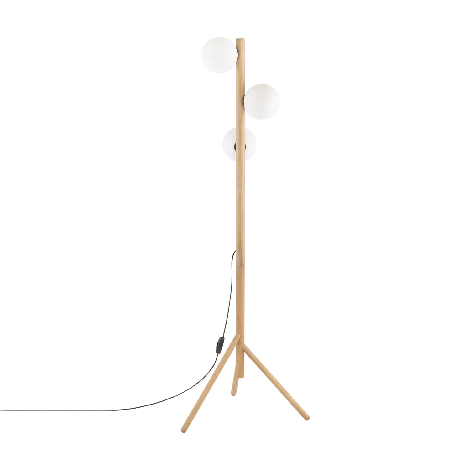 Lampadaire 150 cm petit bois verre 3x G9 tripode MIEKE