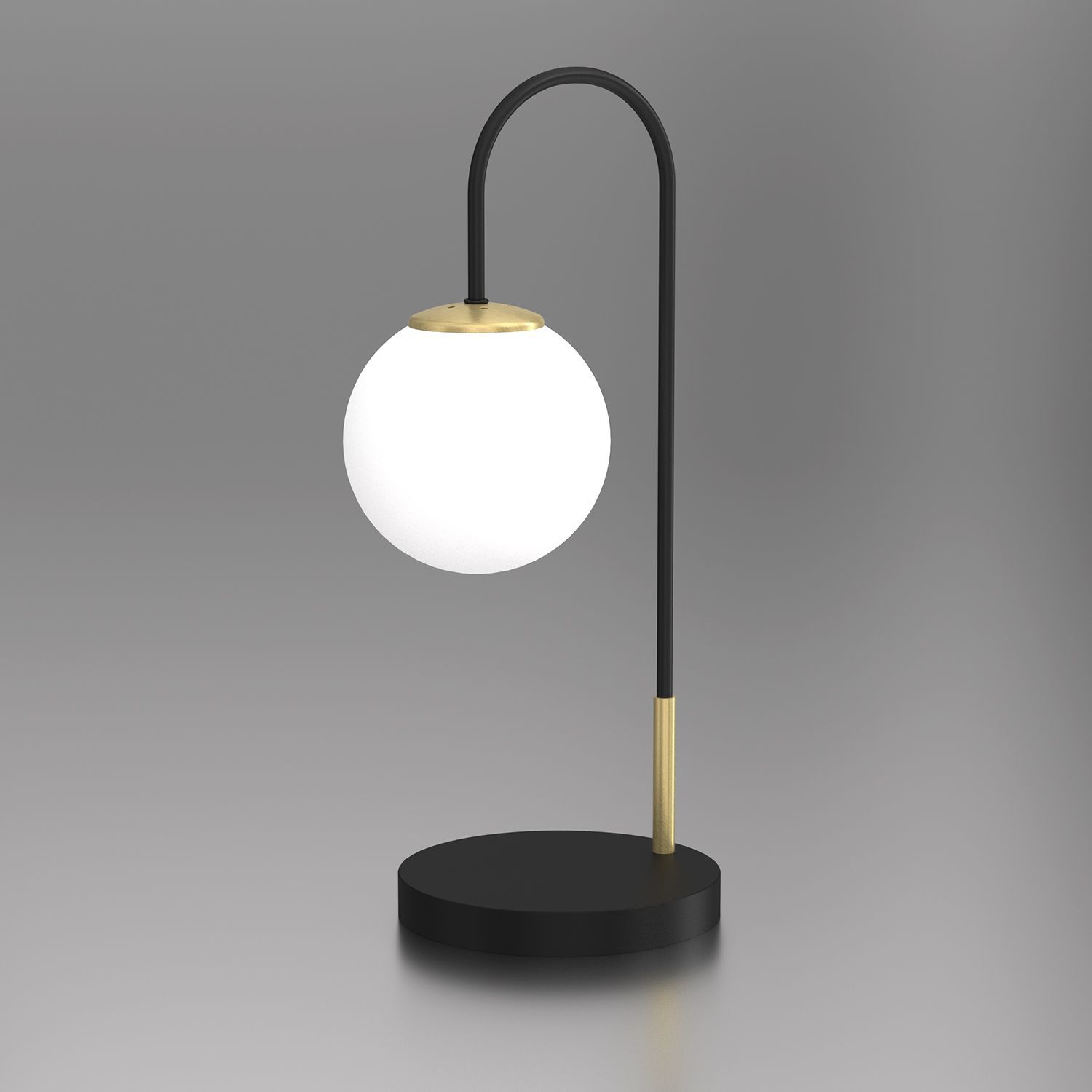 Lampe de chevet métal verre 52 cm noir blanc laiton