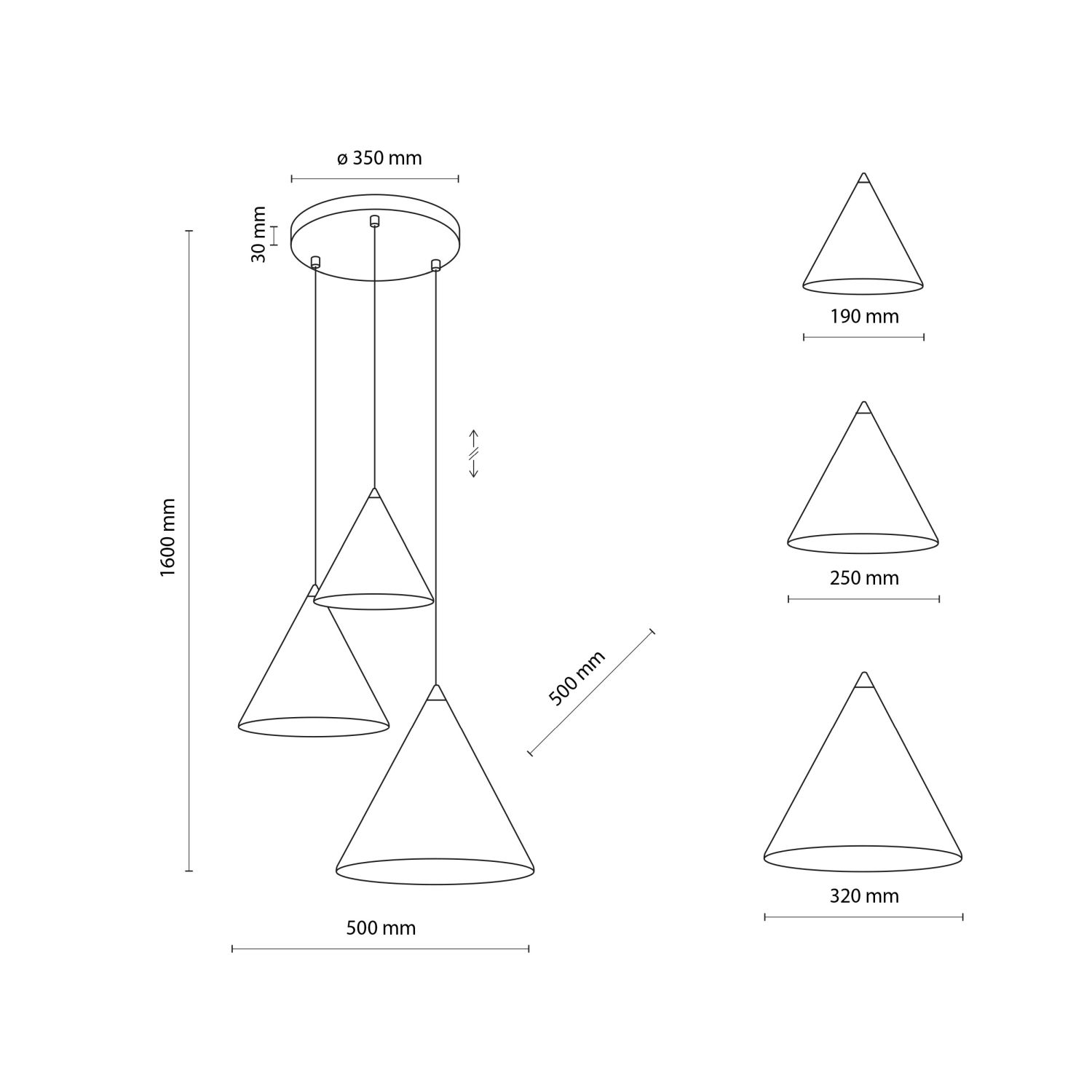 Suspension 3 flammes métal rétro E27 orientable CODY