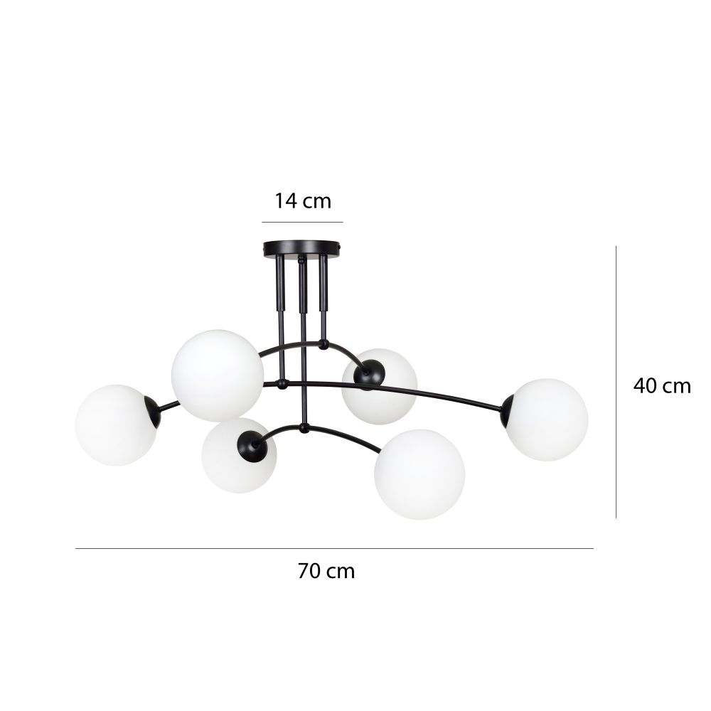 Deckenlampe Schwarz Weiß 3x E14 Modern Metall Glas