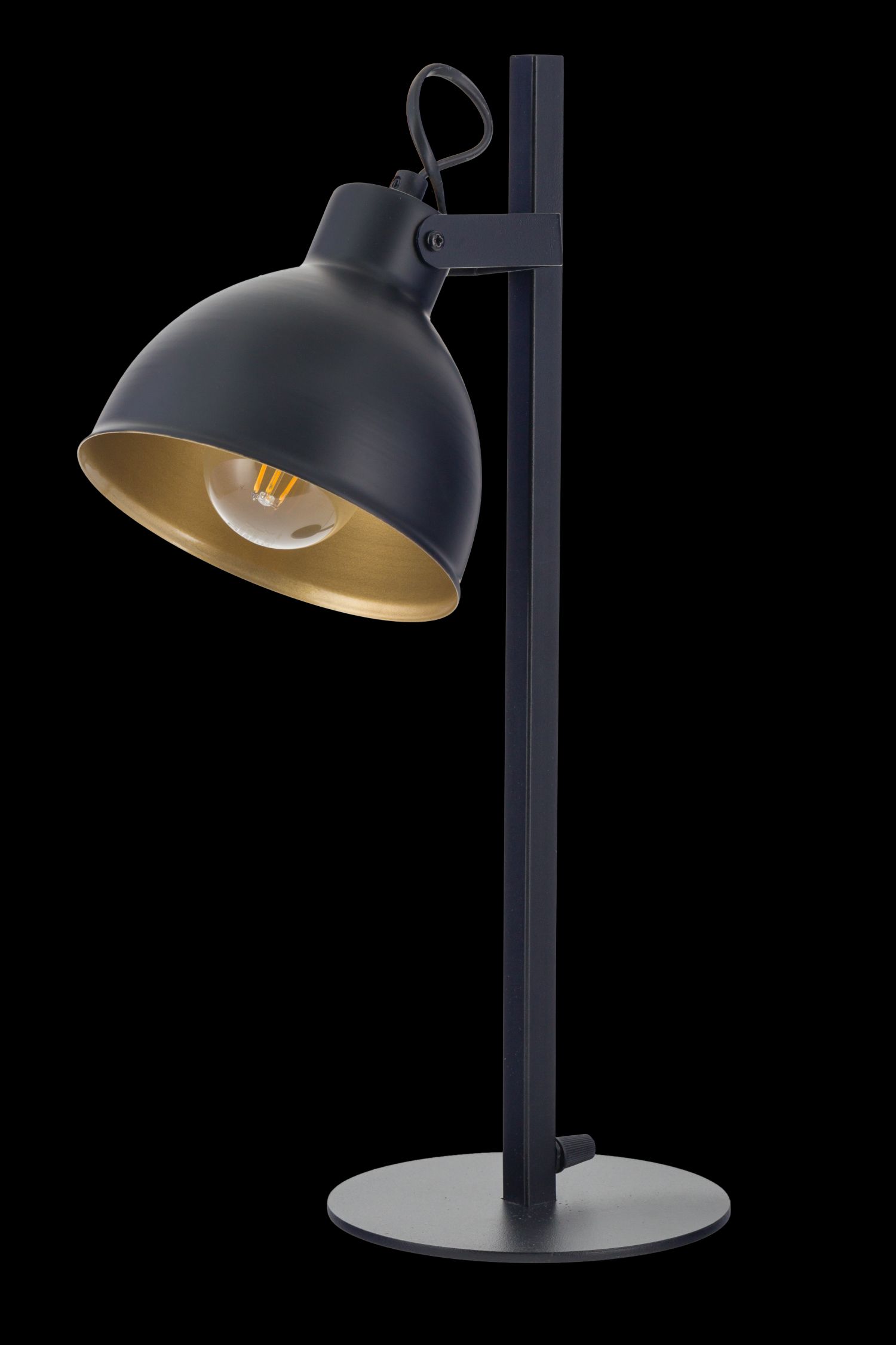 Schwarze Tischlampe Gold flexibel E27 45 cm Industrial
