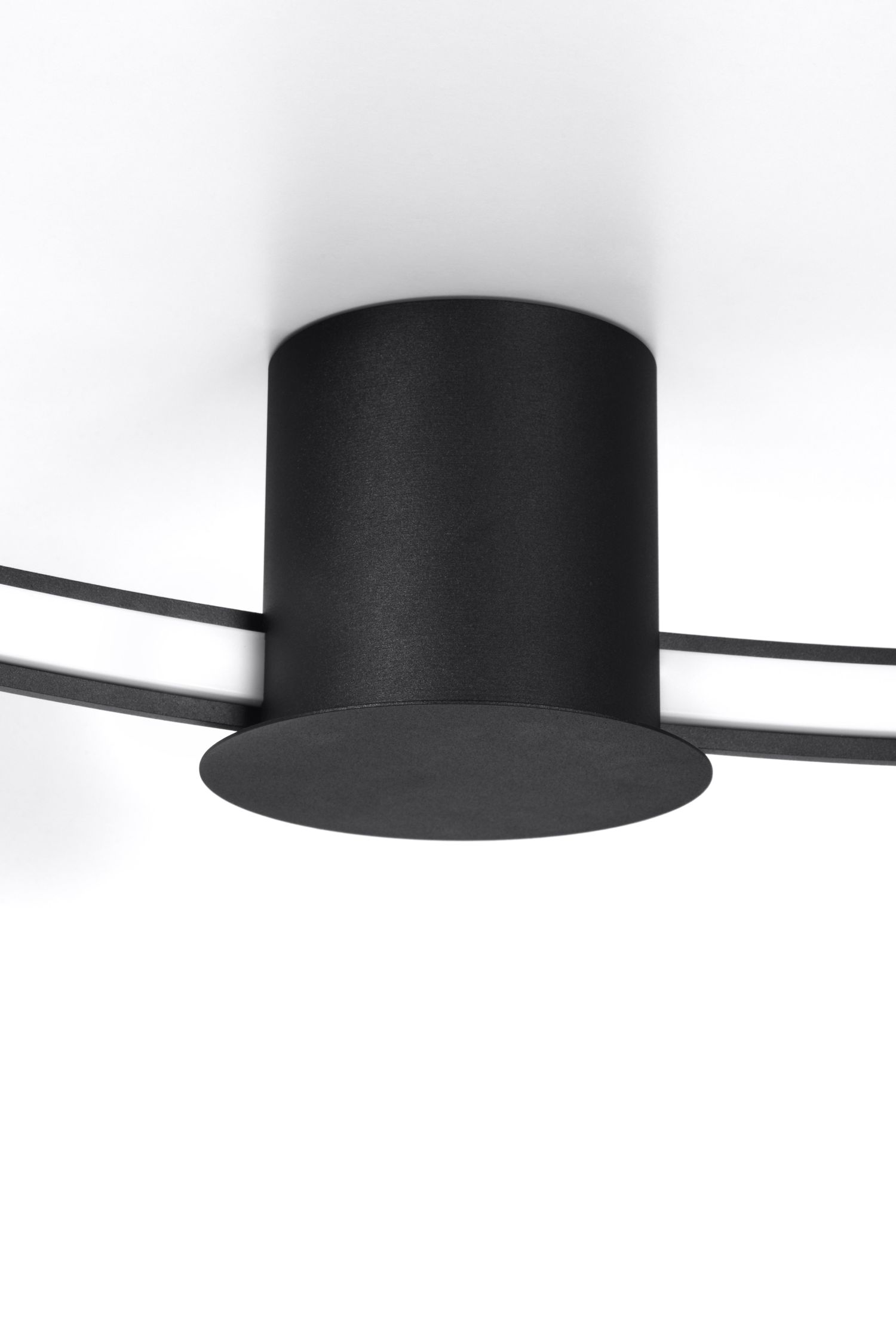 Plafonnier LED rond Ø 55 cm 3000 K Noir Métal Anneau