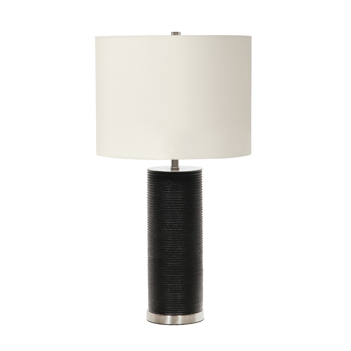 Tischlampe 65 cm Schwarz Weiß E27 Stoff Porzellan
