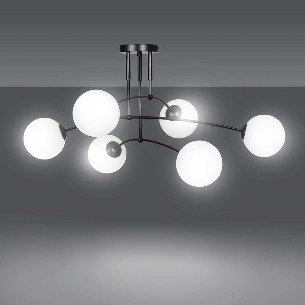 Deckenlampe Schwarz Weiß 3x E14 Modern Metall Glas