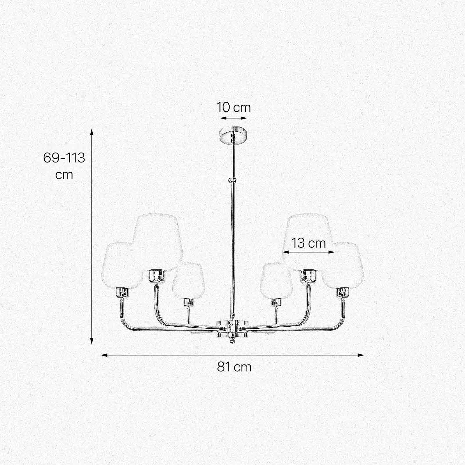 Lustre verre laiton Ø 81 cm 6x E27 réglable