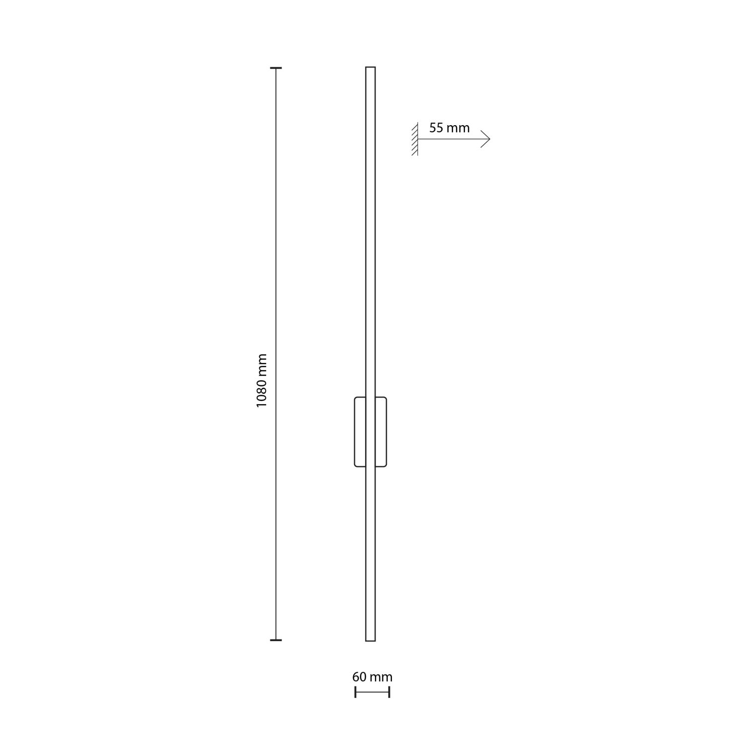 LED Wandlampe 108 cm hoch indirekt 3000 K 2524 lm Schwarz