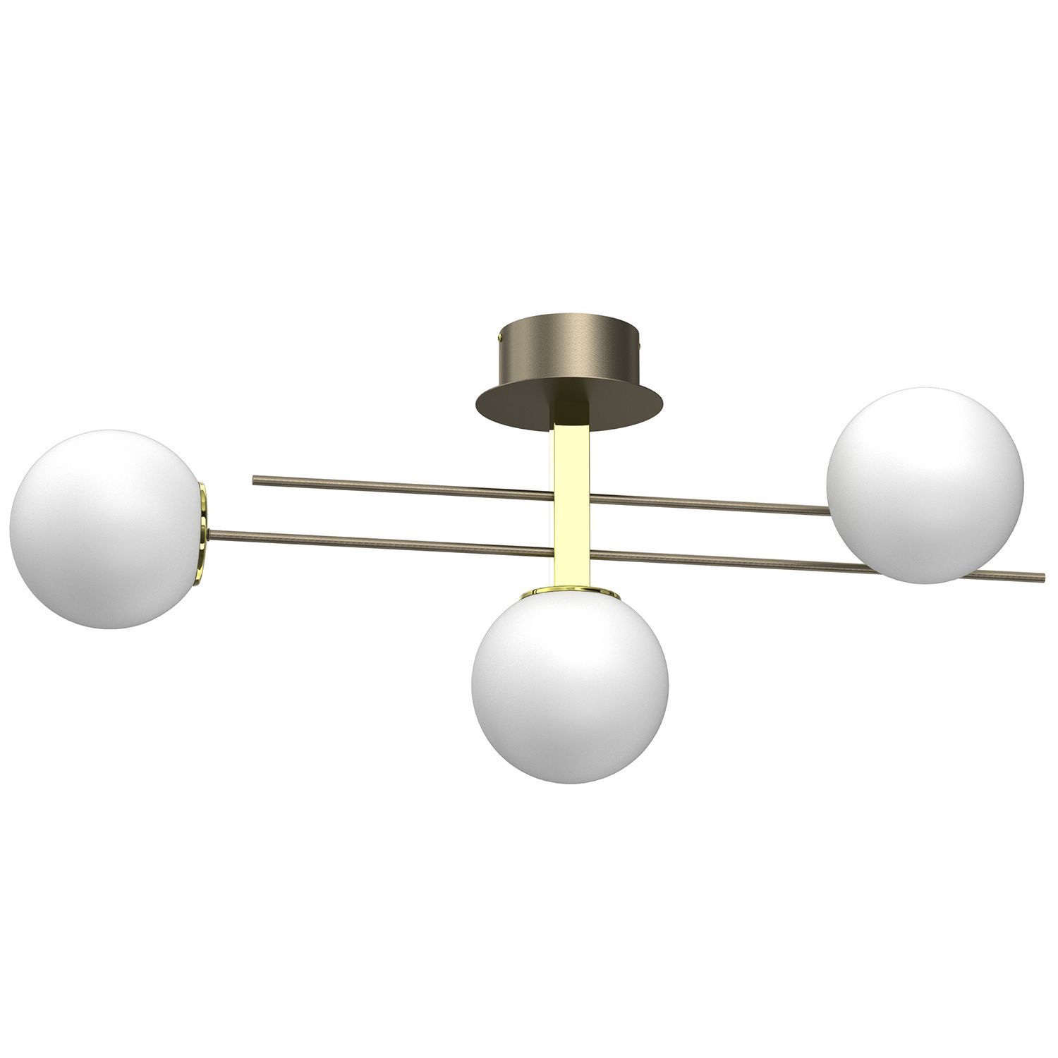 Plafonnier E27 Boules de verre en métal doré blanc L:88 cm