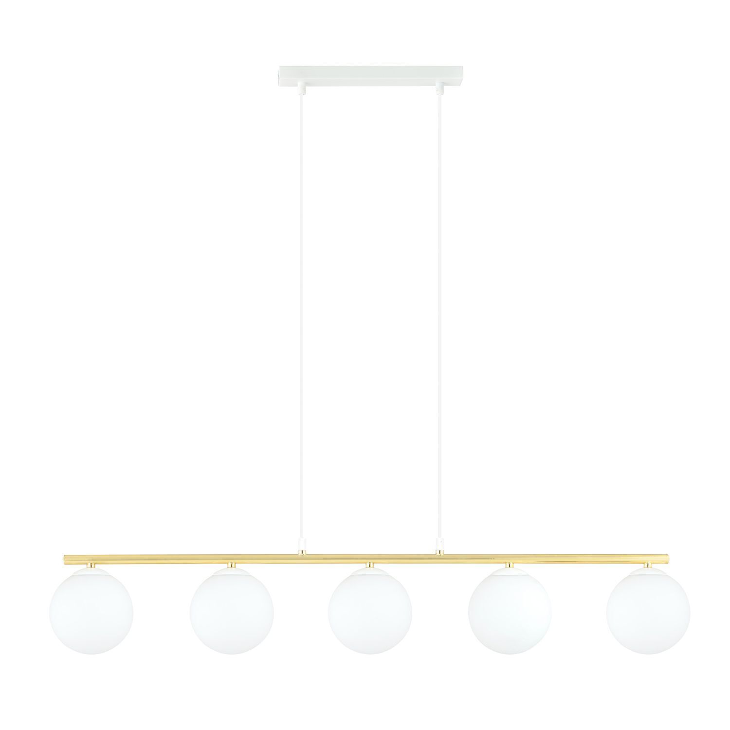 Pendelleuchte Mit Kugelschirm – 14 Cm, Höhenverstellbar, E14, Schwarz/Weiß/Gold