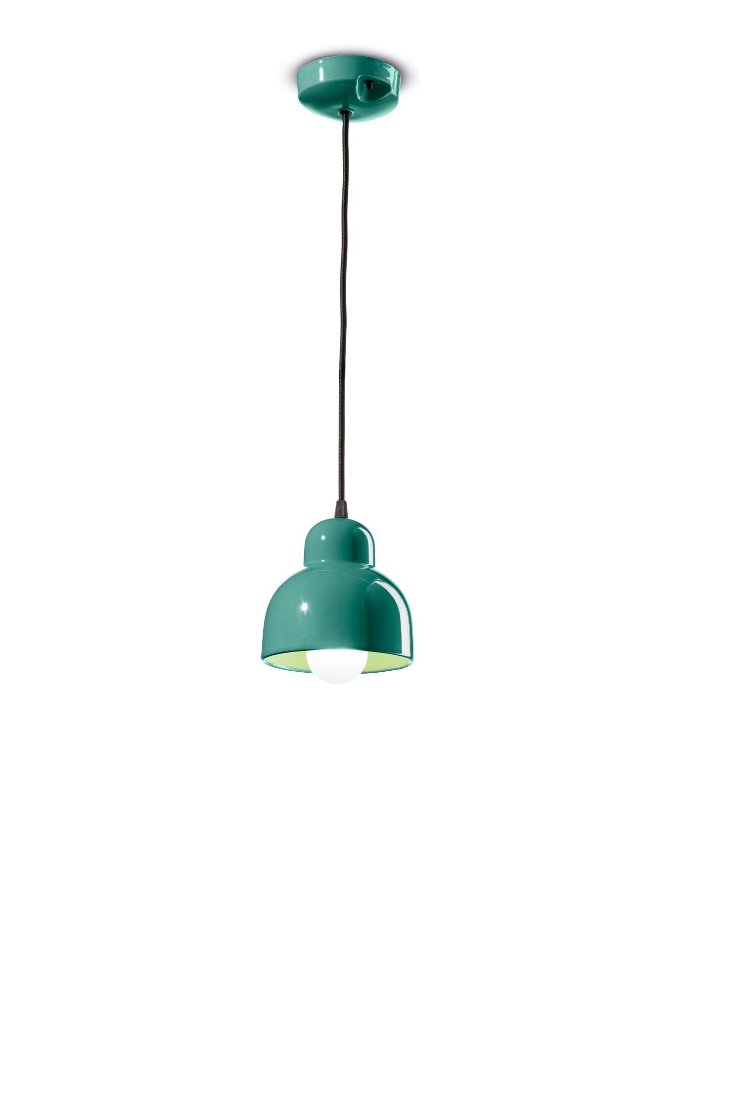 Lampe à suspendre céramique E27 Ø 15 cm H : max. 136 cm Turquoise