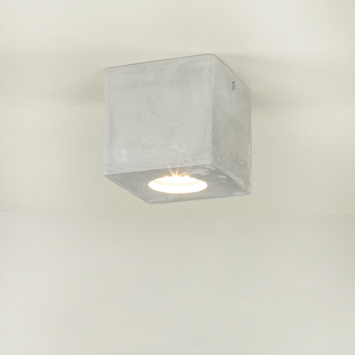 Quadratische Betonlampe Decke B:10cm klein GU10