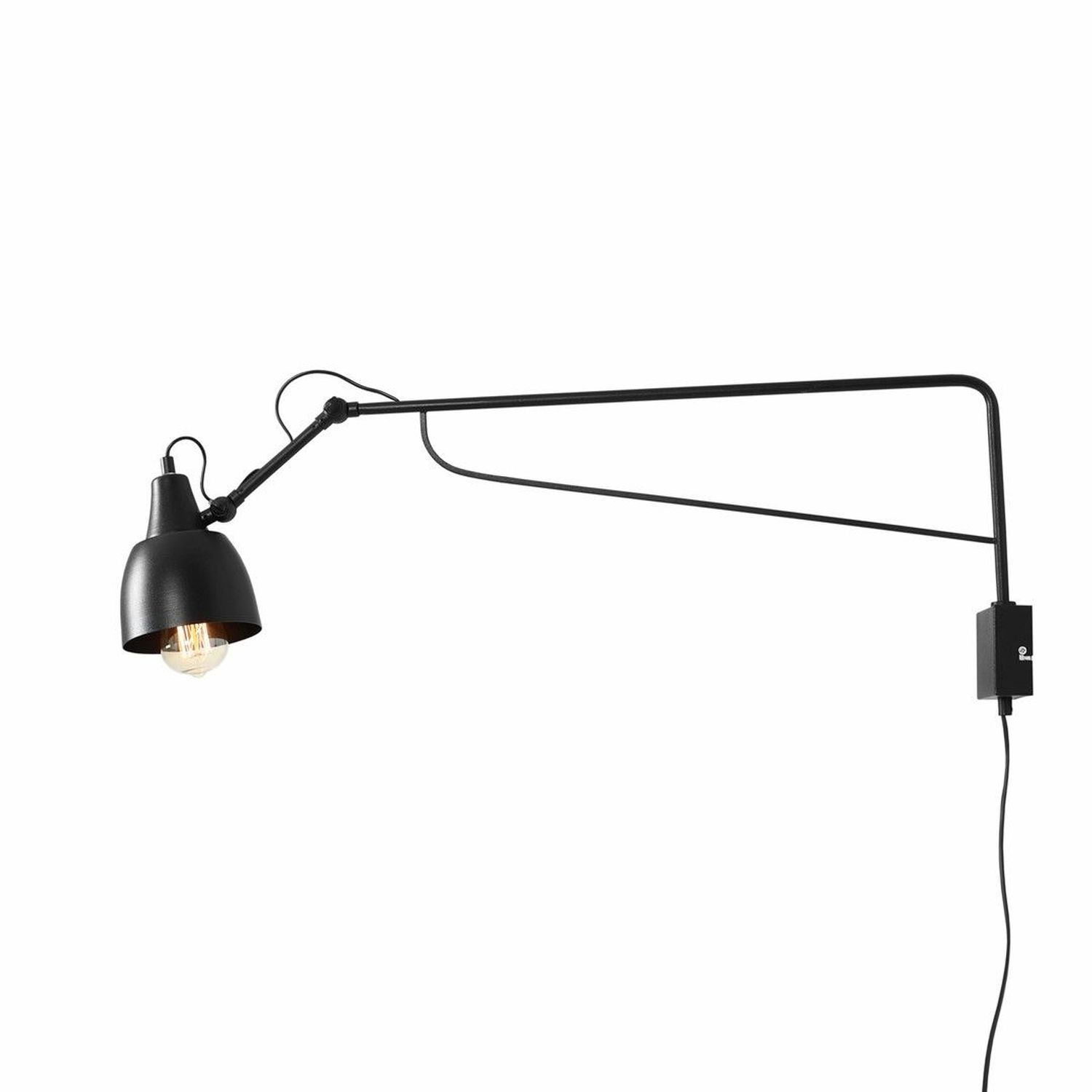 Flexible Wandlampe Metall Schwarz E27 für Steckdose