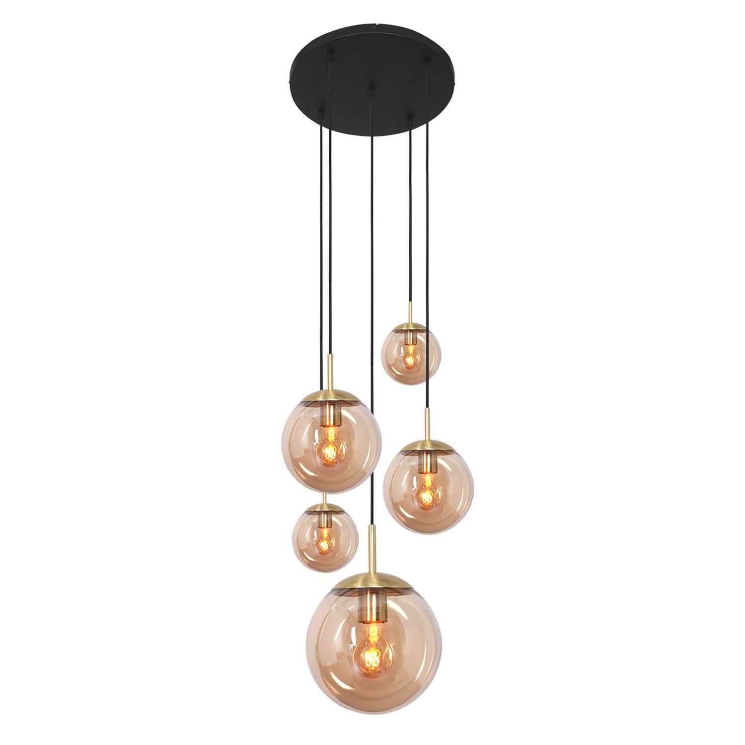 Suspension ronde verre en ambre Ø60 cm E27 Moderne