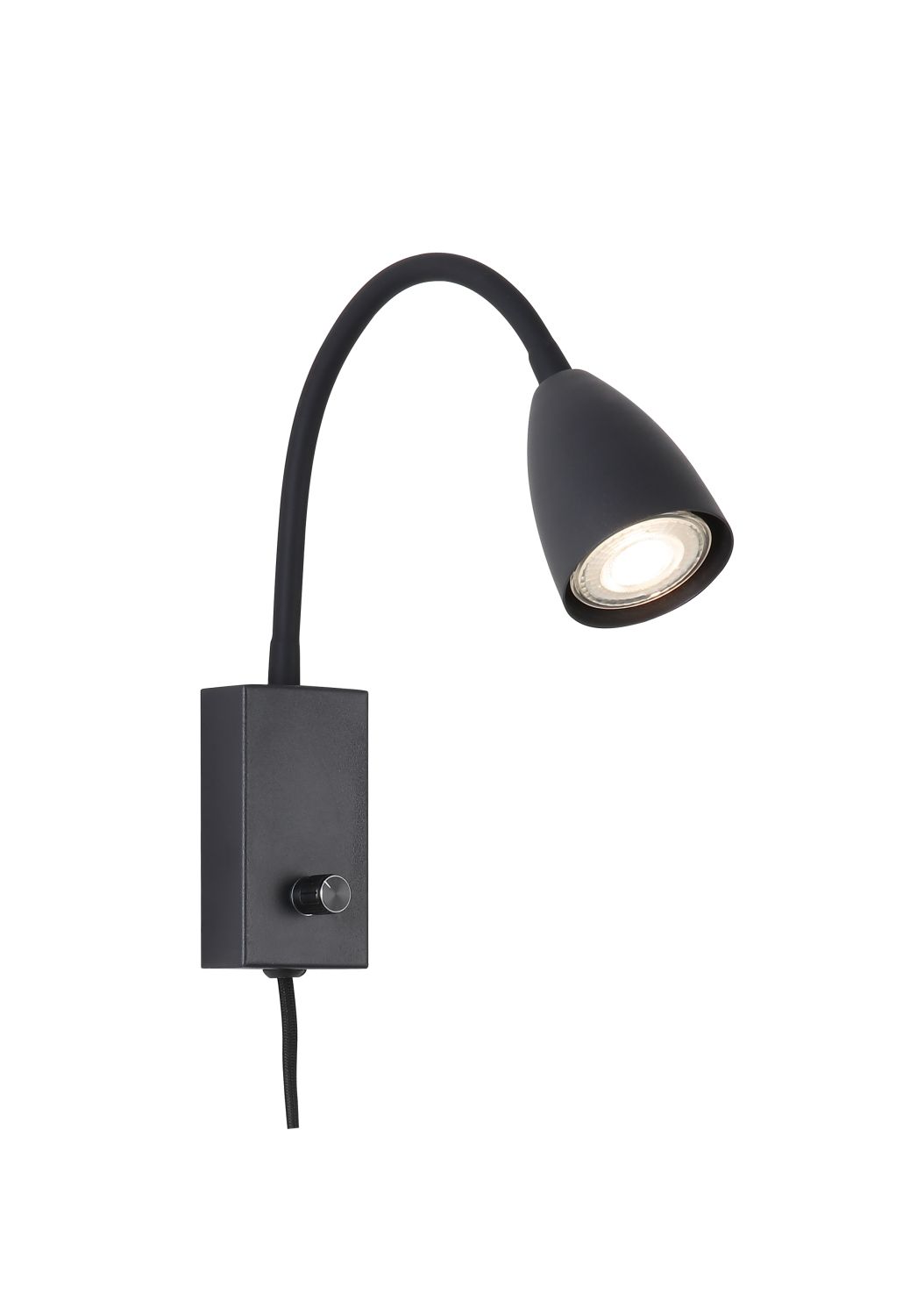 Wandlampe mit Schalter Stecker Schwarz GU10
