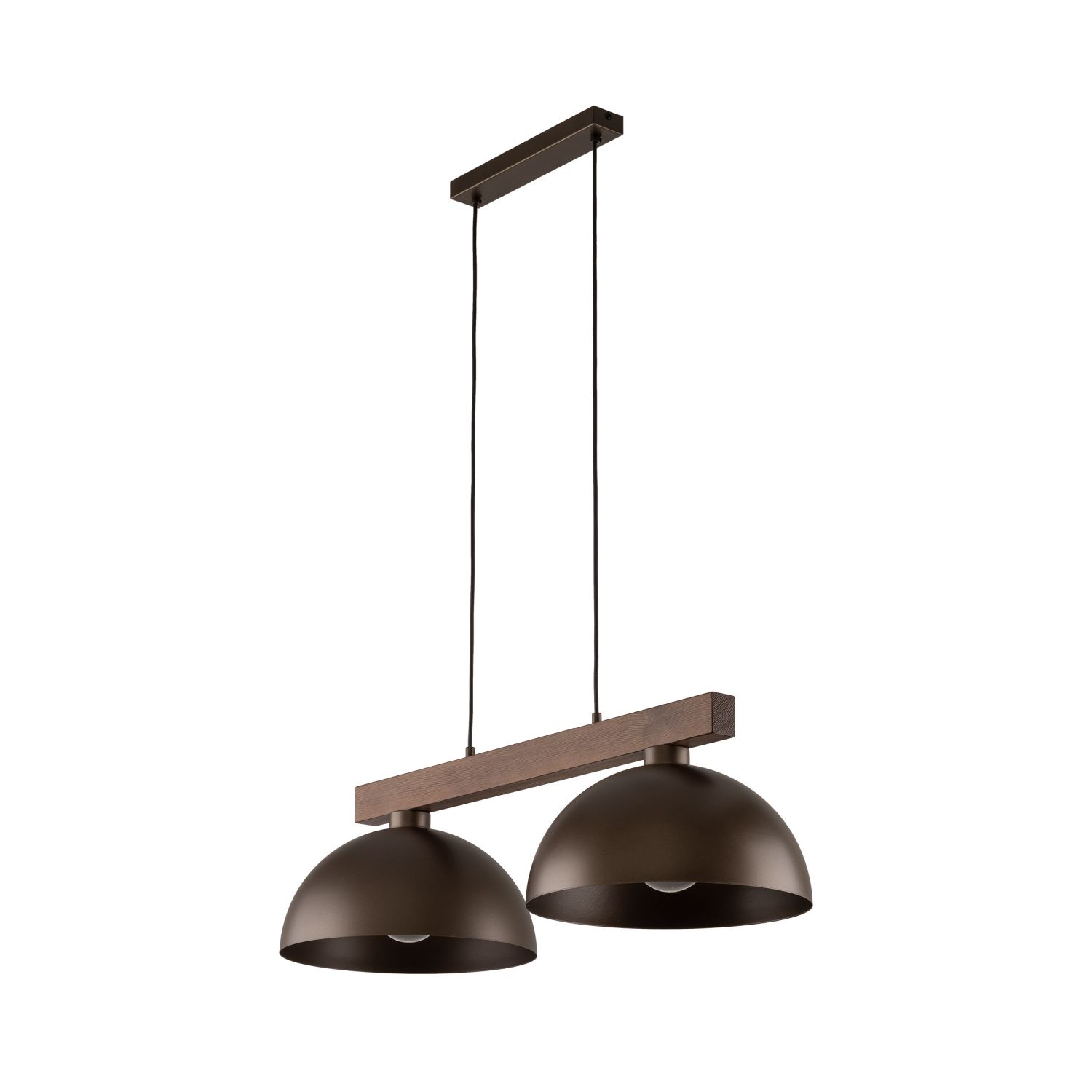 Suspension Marron Métal Bois L : 83 E27 2 flammes