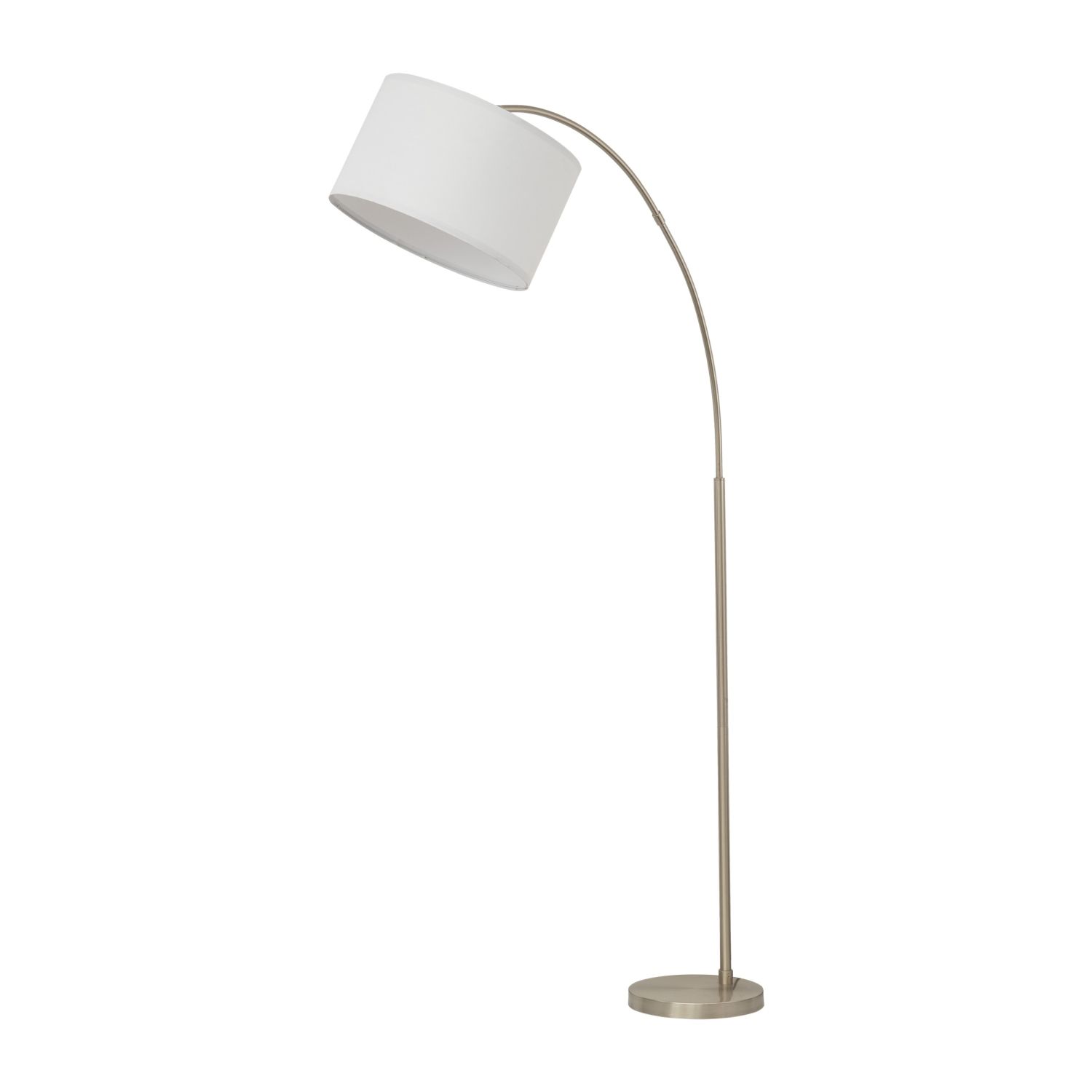 Luminaire en arc réglable 200 cm tissu métal chrome blanc E27