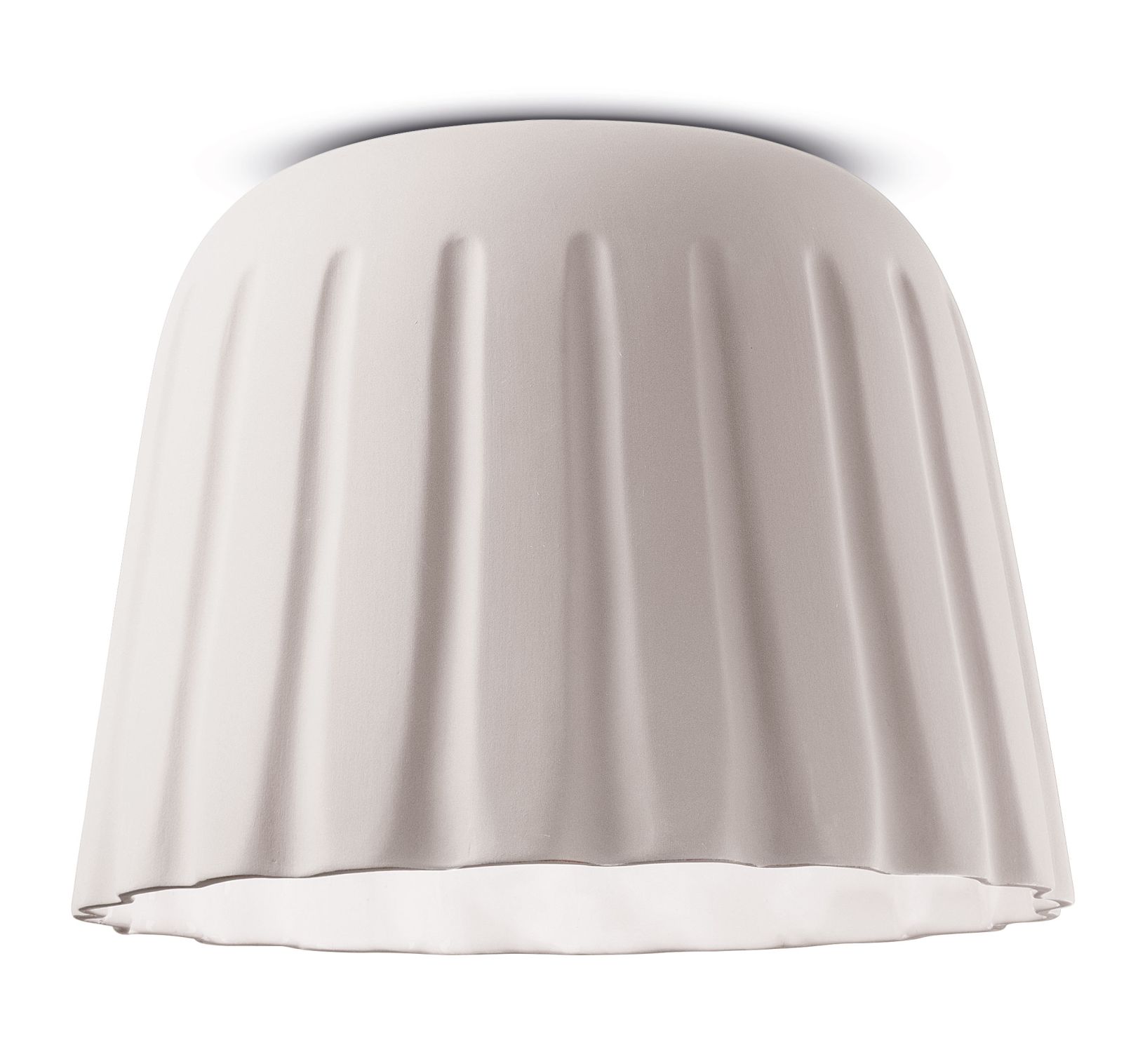 Lampe de plafond céramique E27 ronde Ø 40 cm blanc mat travail manuel