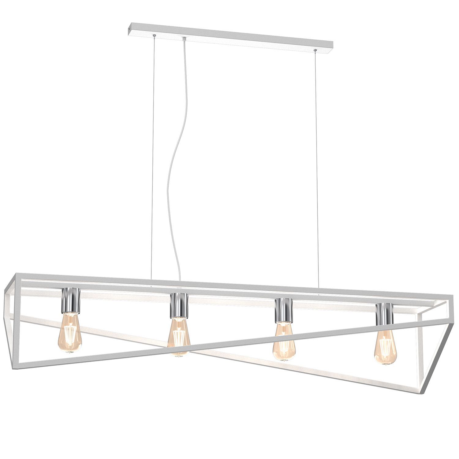 XXL Lampe suspendue Blanc Chrome E27 100 cm Industrial