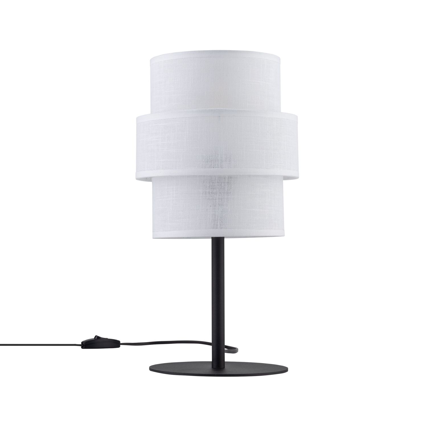 Lampe de table tissu métal 38 cm de haut noir blanc E27