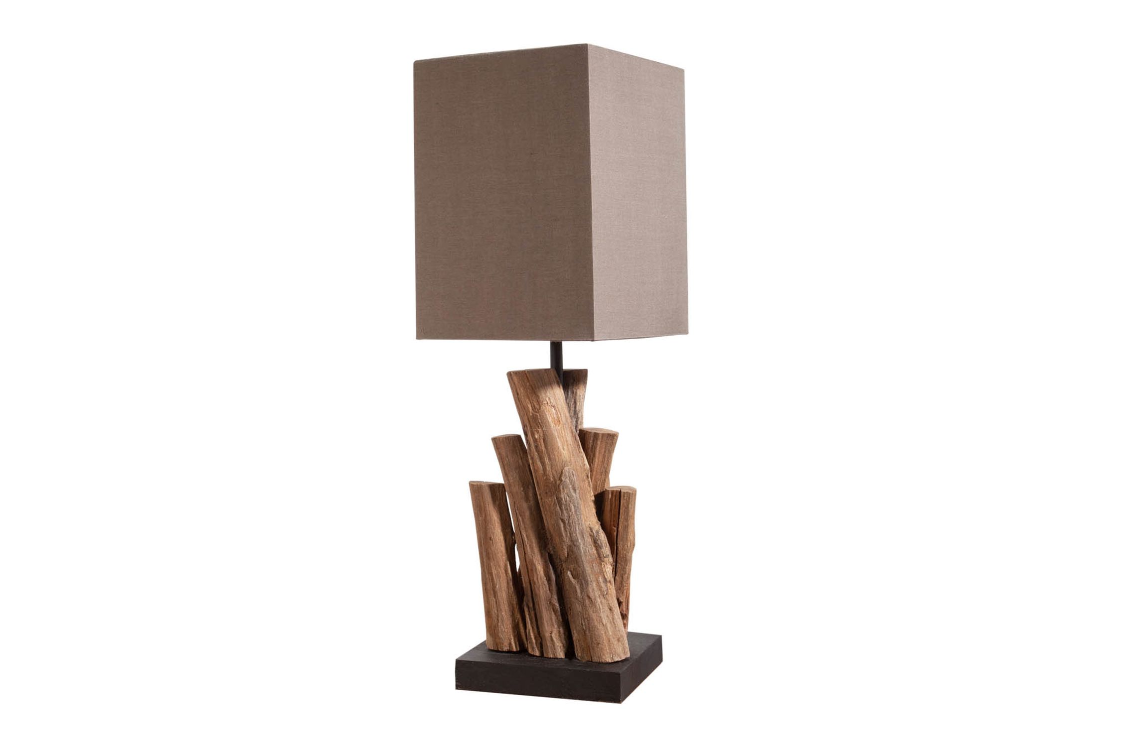 Tischlampe Stoff Holz blendarm E14 45 cm in Natur Braun