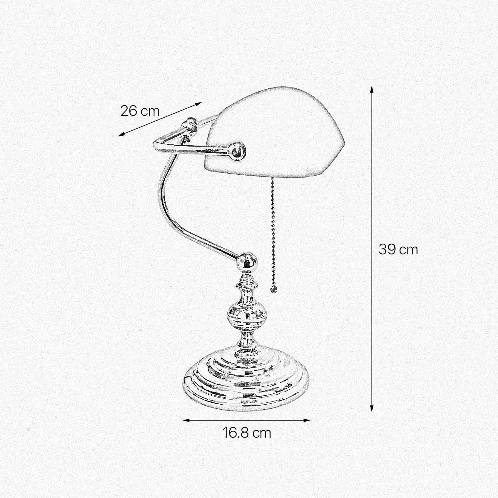 Lampe de banquier 39 cm E27 laiton verre interrupteur à tirette vert