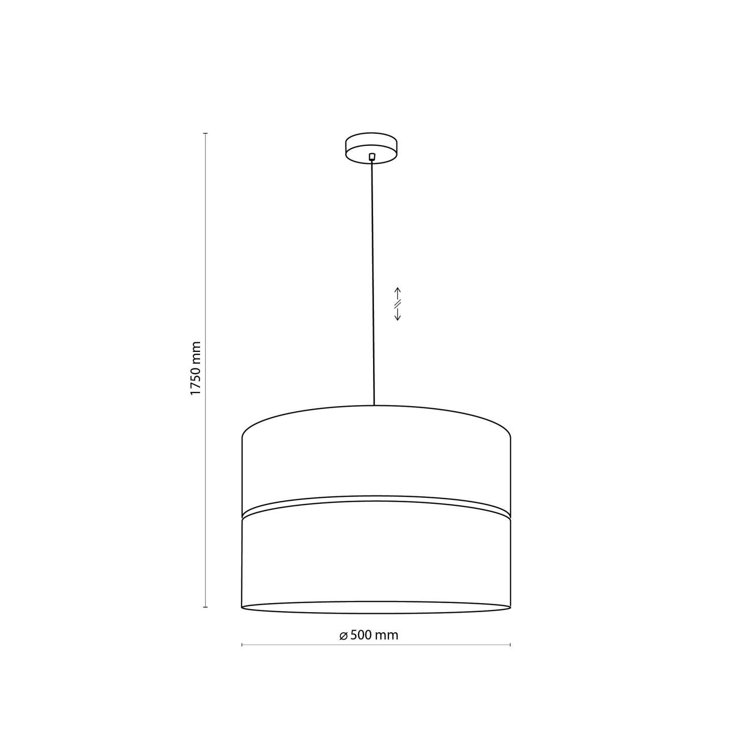 Lampe à suspendre ronde Ø 50 cm Tissu Métal E27 Noir Or