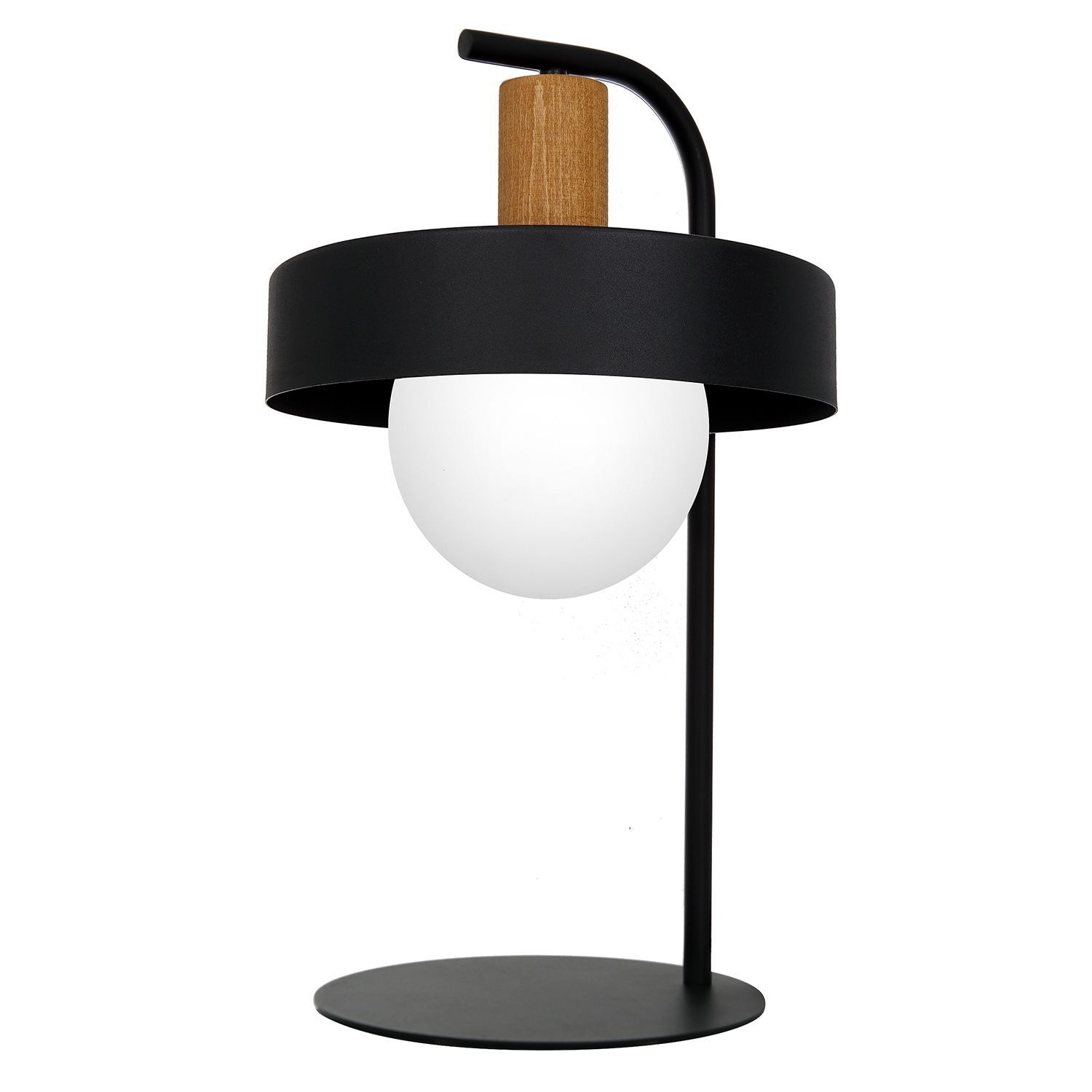 Lampe de table métal verre bois hauteur 55 cm noir blanc E27