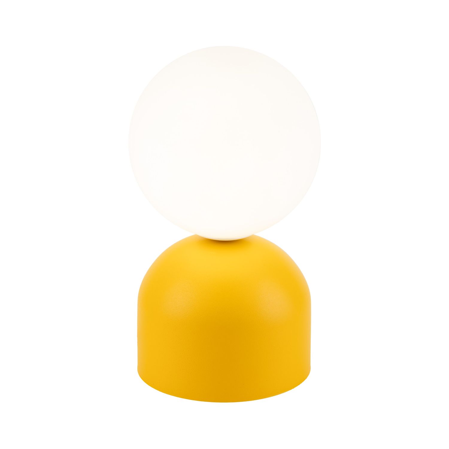 Retro Tischlampe Glas Metall H: 21 cm klein Gelb Weiß G9