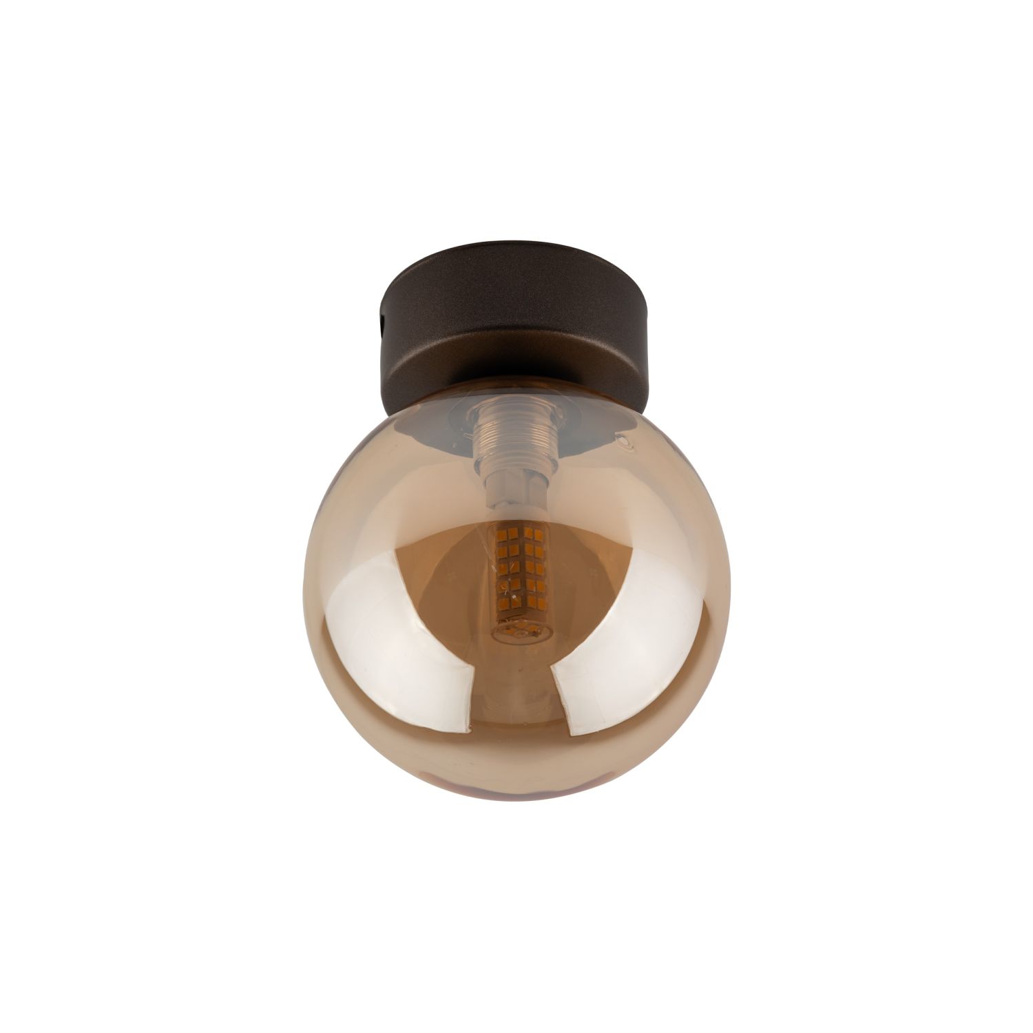 Deckenlampe Kugel klein Ø 12 cm H: 15 cm Rauchglas Metall G9