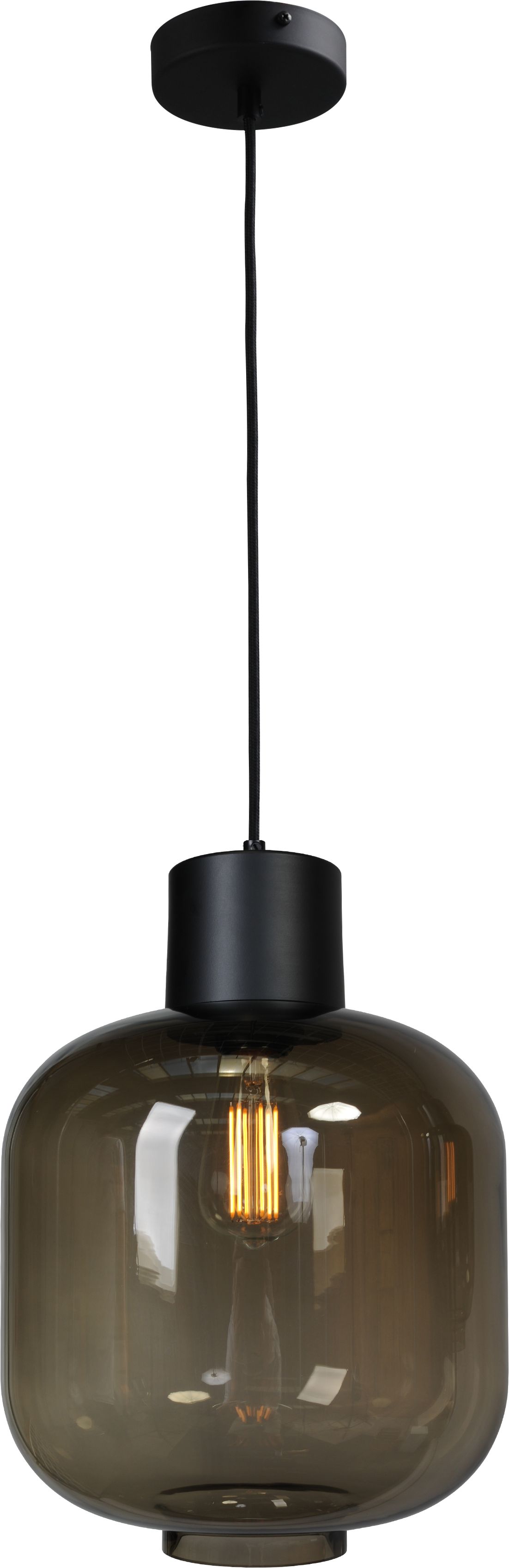 Stehlampe Schwarz 165 cm E27 Rauchglas Metall Leuchte
