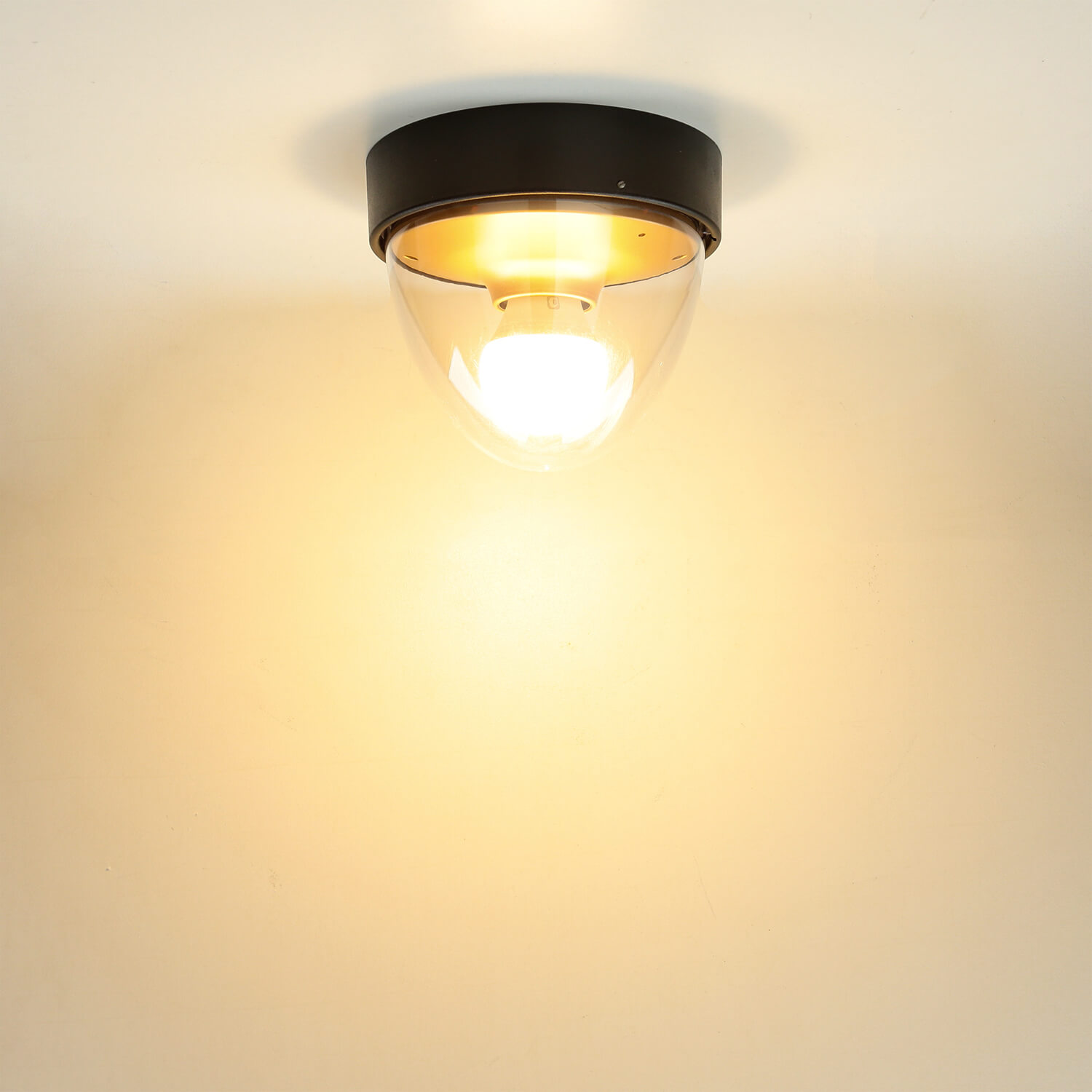 Petite lampe de plafond noir or Ø18cm rond IP44 E27