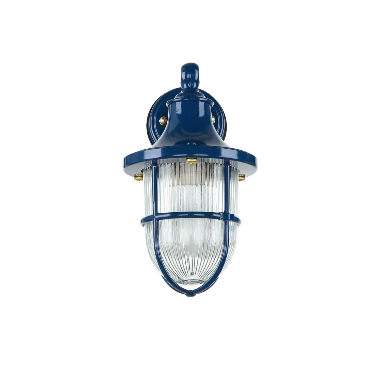 Außenwandlampe IP64 Blau Glas Messing Maritim E27