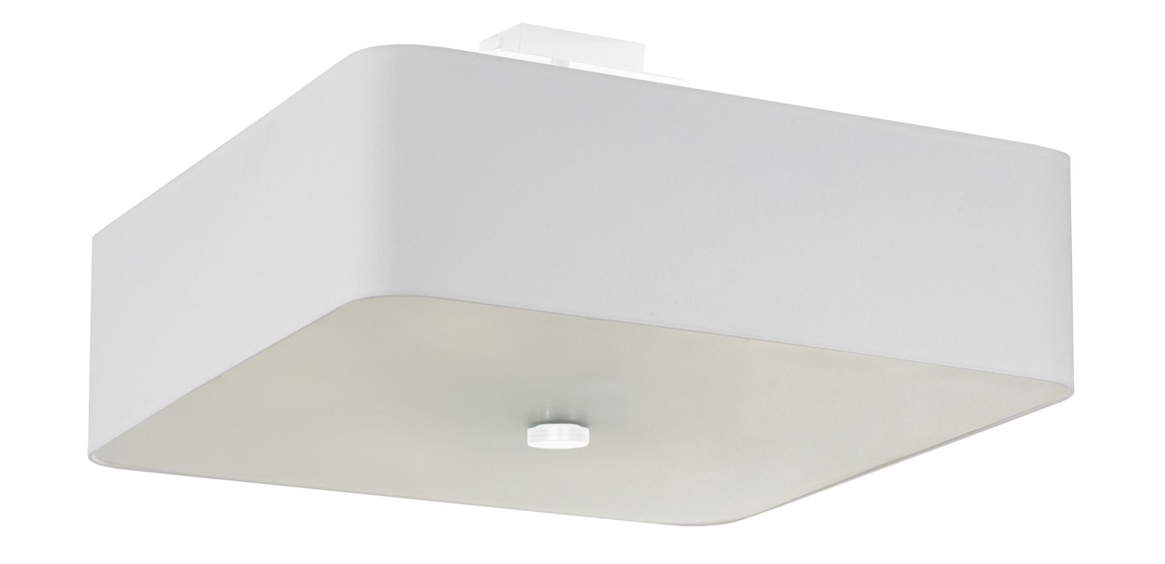 Deckenlampe Weiß quadratisch B: 45 cm Stoff Glas 5x E27