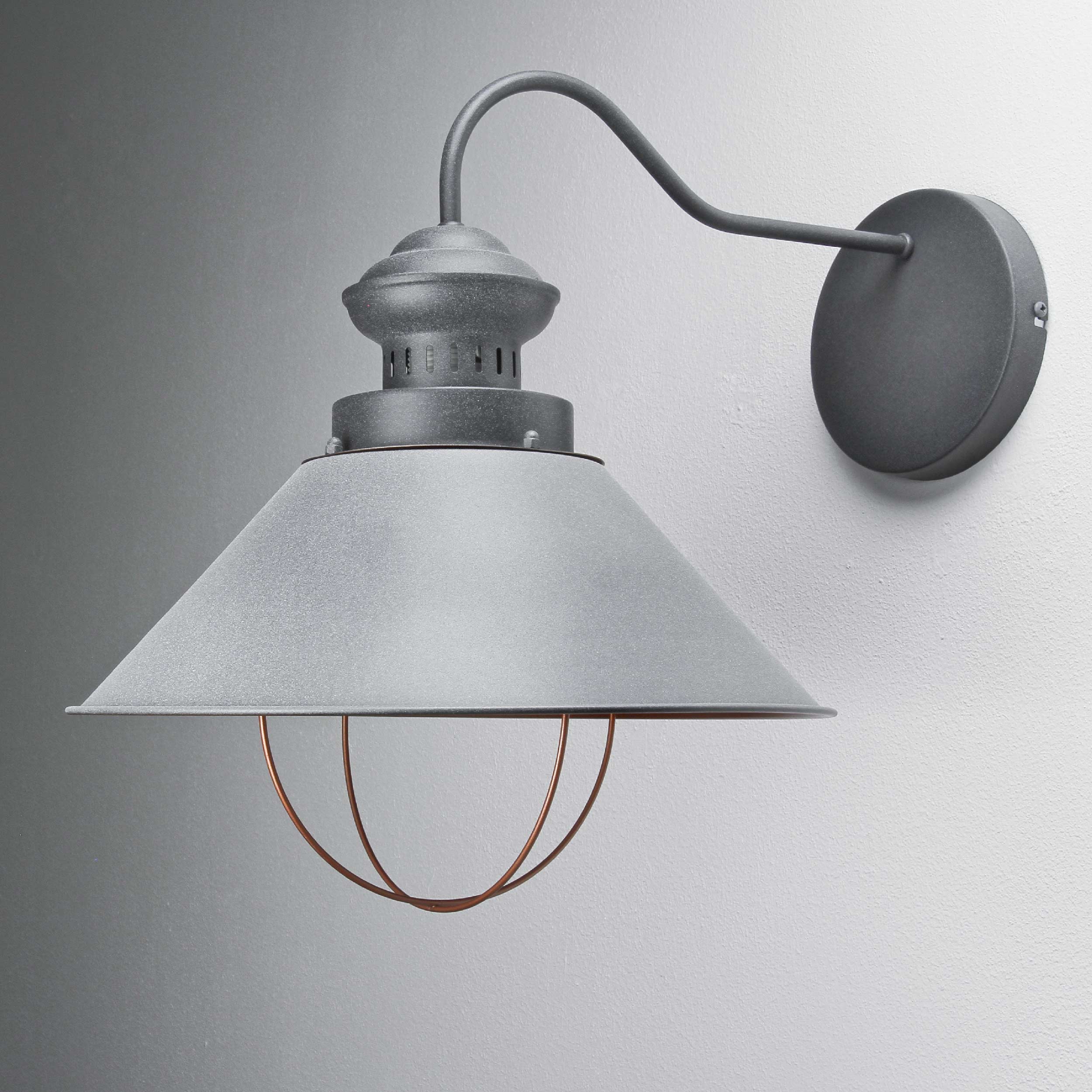 Wandlampe Grau Kupfer E27 Industrie Design